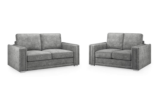Bentley Plush Button Fabric Sofa in Silver or Slate Grey 2, 3 Seat, 4 Seat Corner Settee Footstool (Copy) Sofa CasaFenix