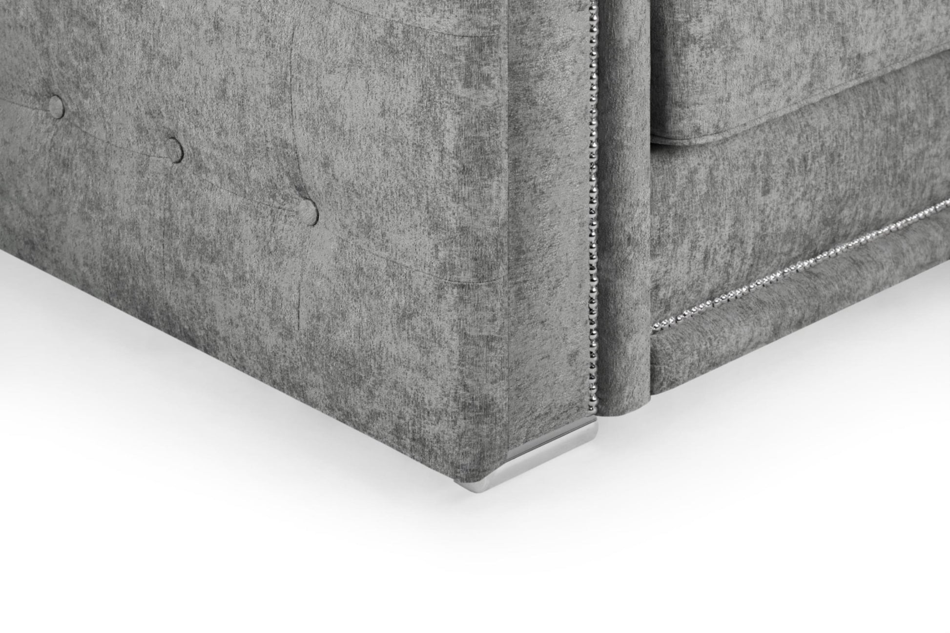 Bentley Plush Button Fabric Sofa in Silver or Slate Grey 2, 3 Seat, 4 Seat Corner Settee Footstool (Copy) Sofa CasaFenix
