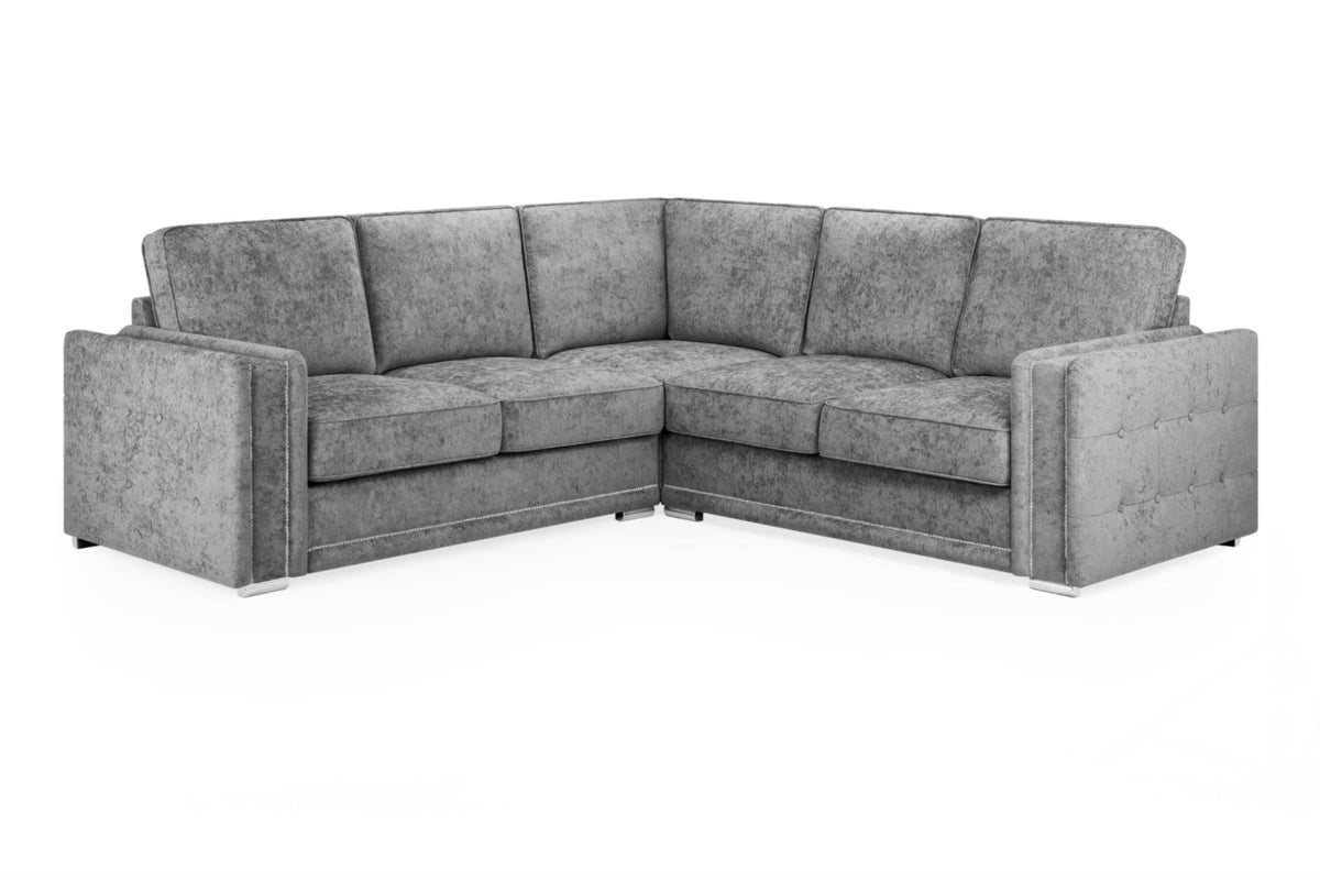 Bentley Plush Button Fabric Sofa in Silver or Slate Grey 2, 3 Seat, 4 Seat Corner Settee Footstool (Copy) Sofa CasaFenix