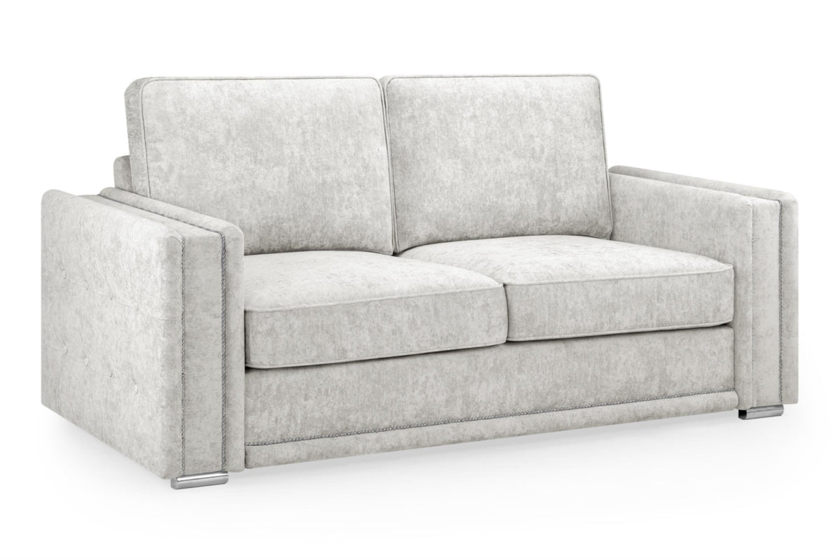 Bentley Plush Button Fabric Sofa in Silver or Slate Grey 2, 3 Seat, 4 Seat Corner Settee Footstool (Copy) Sofa CasaFenix