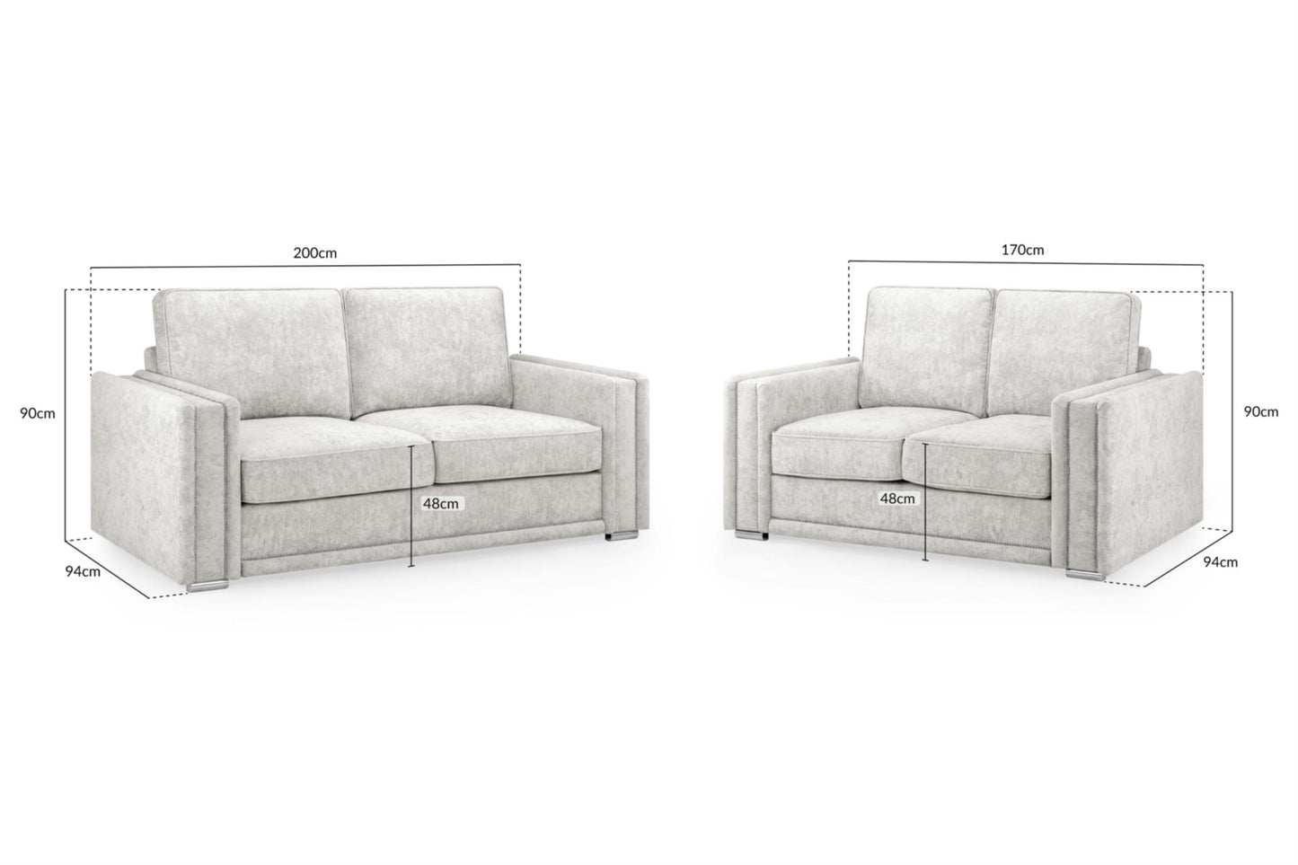 Bentley Plush Button Fabric Sofa in Silver or Slate Grey 2, 3 Seat, 4 Seat Corner Settee Footstool (Copy) Sofa CasaFenix
