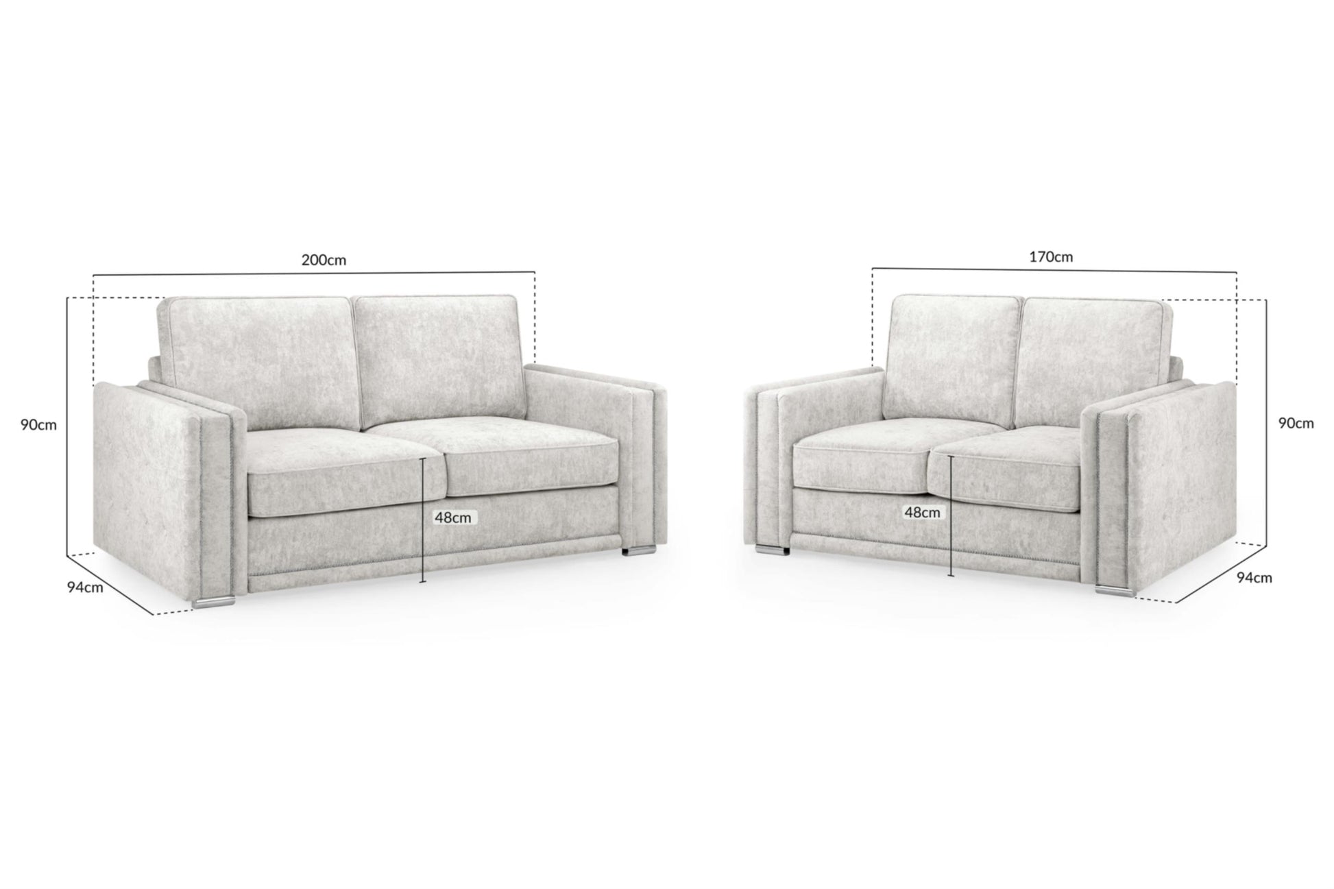 Bentley Plush Button Fabric Sofa in Silver or Slate Grey 2, 3 Seat, 4 Seat Corner Settee Footstool (Copy) Sofa CasaFenix