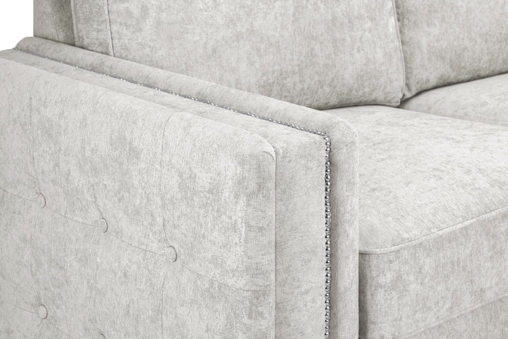 Bentley Plush Button Fabric Sofa in Silver or Slate Grey 2, 3 Seat, 4 Seat Corner Settee Footstool (Copy) Sofa CasaFenix