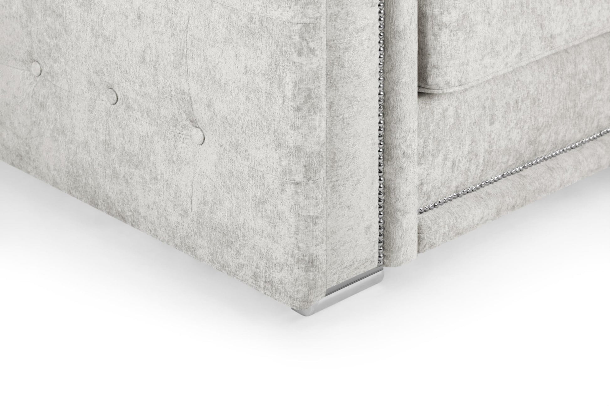Bentley Plush Button Fabric Sofa in Silver or Slate Grey 2, 3 Seat, 4 Seat Corner Settee Footstool (Copy) Sofa CasaFenix