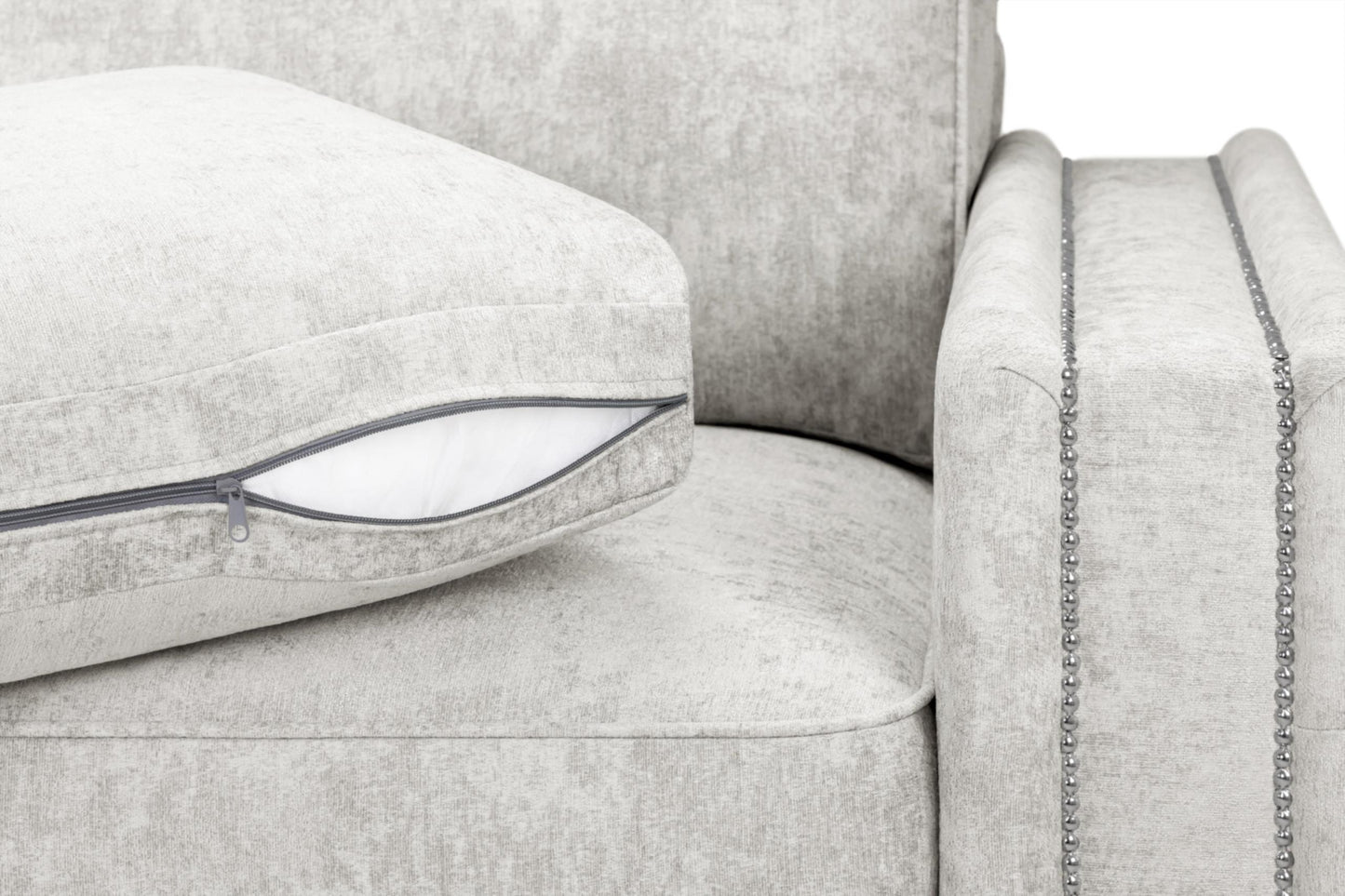 Bentley Plush Button Fabric Sofa in Silver or Slate Grey 2, 3 Seat, 4 Seat Corner Settee Footstool (Copy) Sofa CasaFenix