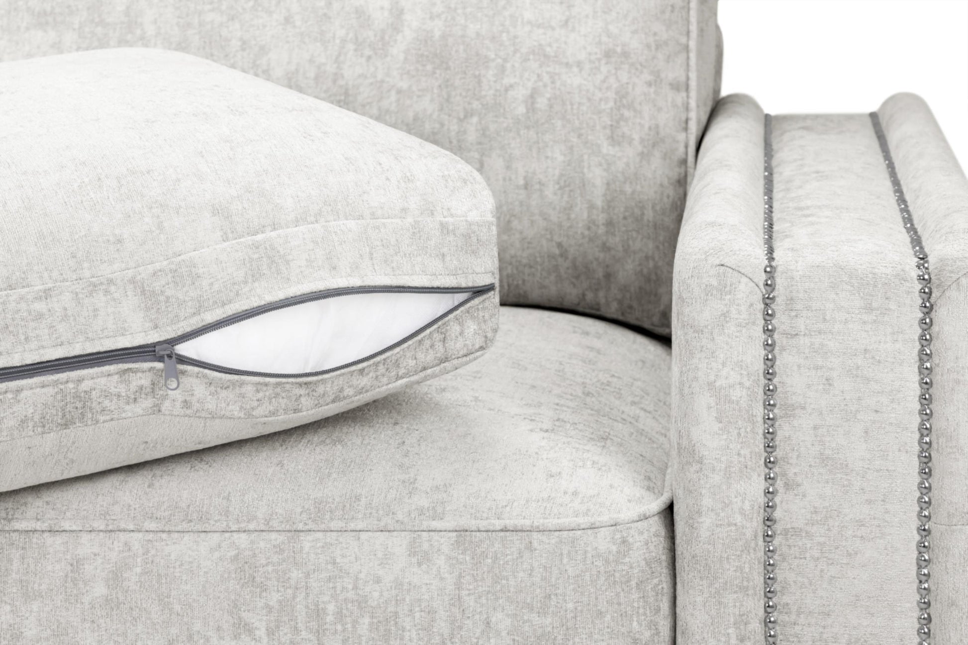 Bentley Plush Button Fabric Sofa in Silver or Slate Grey 2, 3 Seat, 4 Seat Corner Settee Footstool (Copy) Sofa CasaFenix