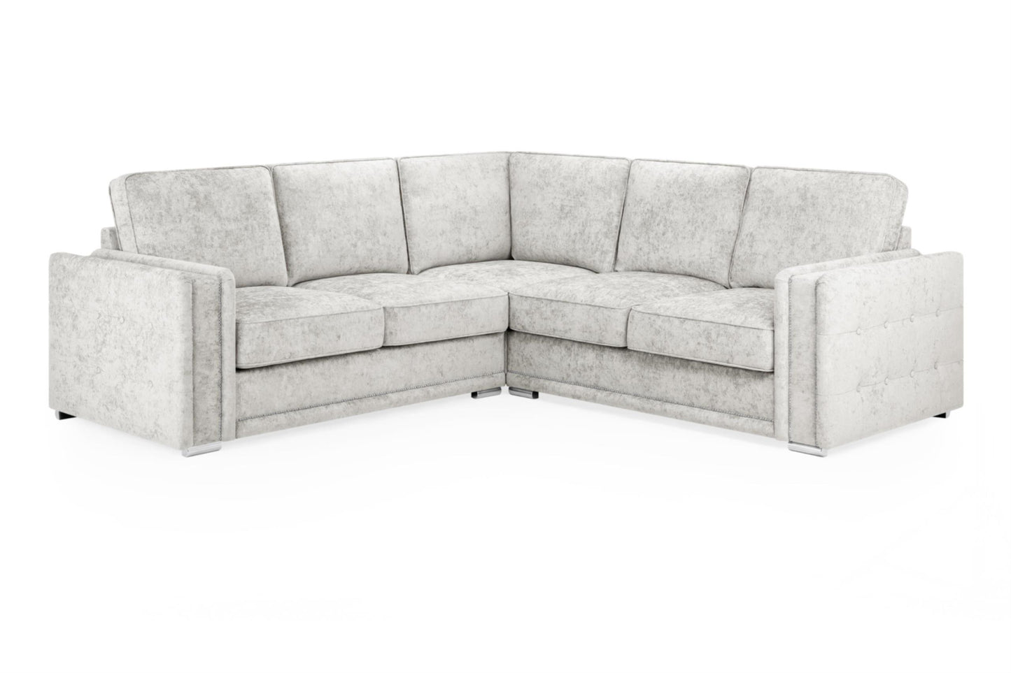 Bentley Plush Button Fabric Sofa in Silver or Slate Grey 2, 3 Seat, 4 Seat Corner Settee Footstool (Copy) Sofa CasaFenix