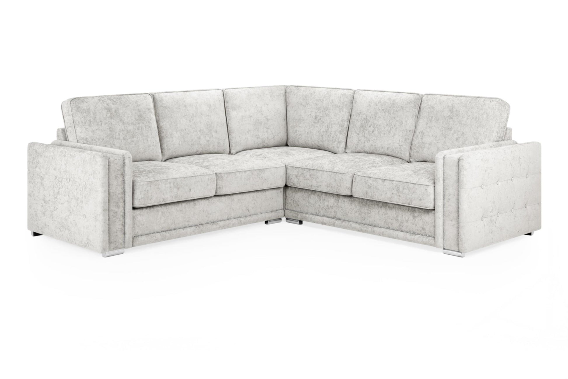Bentley Plush Button Fabric Sofa in Silver or Slate Grey 2, 3 Seat, 4 Seat Corner Settee Footstool (Copy) Sofa CasaFenix