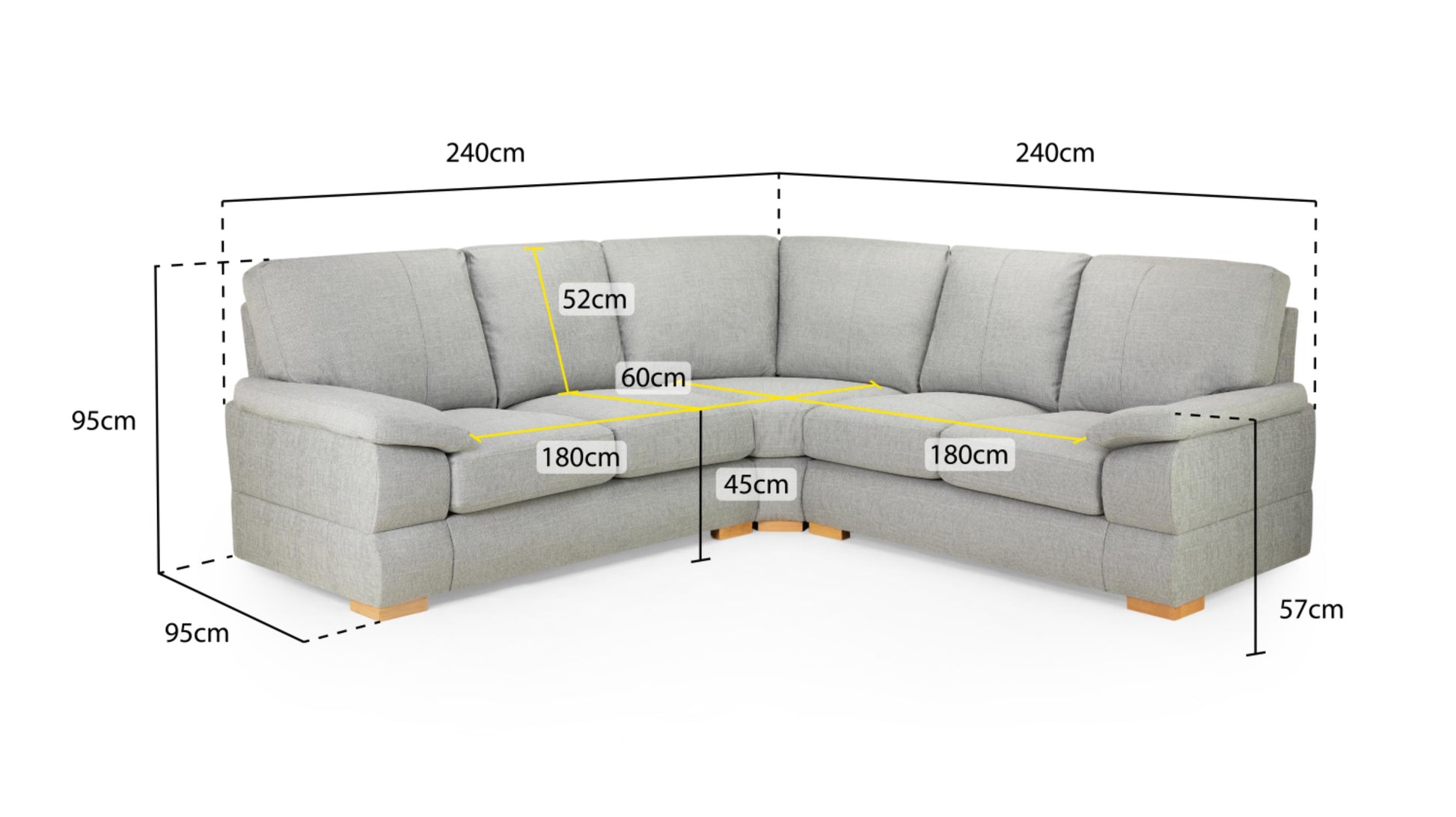 Bento Plush Fabric Sofa in Silver or Charcoal Grey 2, 3 Seat, 4 Seat Corner Settee (Copy) Sofa CasaFenix