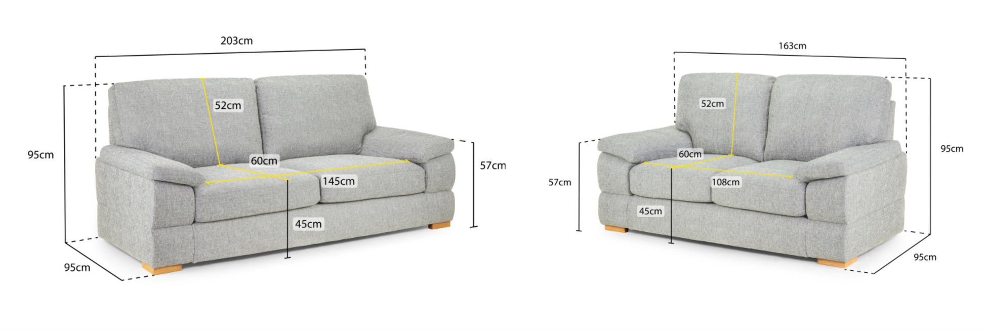 Bento Plush Fabric Sofa in Silver or Charcoal Grey 2, 3 Seat, 4 Seat Corner Settee (Copy) Sofa CasaFenix