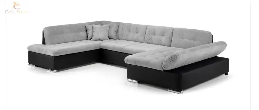 Bergen Convertible Sofabed Large Corner Sofa With Storage in Grey or Grey & Black Sofa CasaFenix