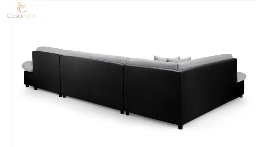 Bergen Convertible Sofabed Large Corner Sofa With Storage in Grey or Grey & Black Sofa CasaFenix