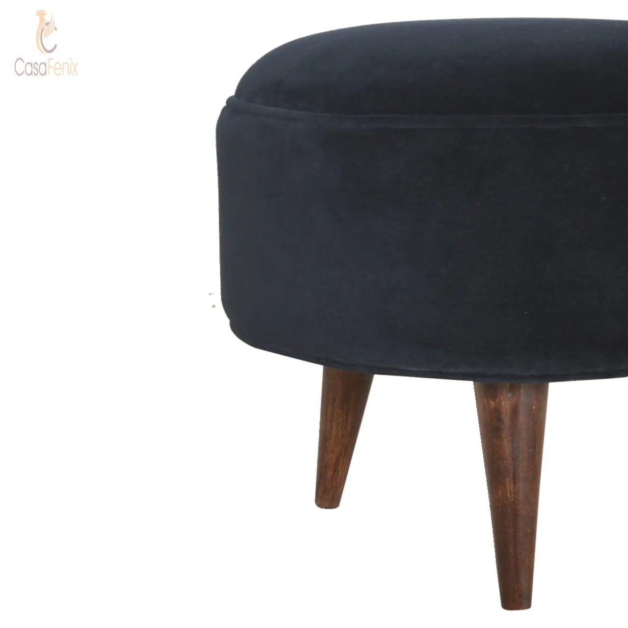 Black Velvet Nordic Style Footstool footstool CasaFenix