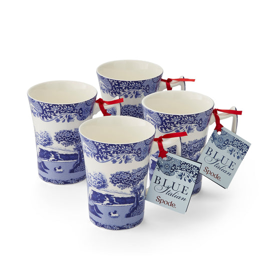 Blue Italian Set of 4 Cottage Mugs – Blue & White Porcelain Mugs dinnerware CasaFenix