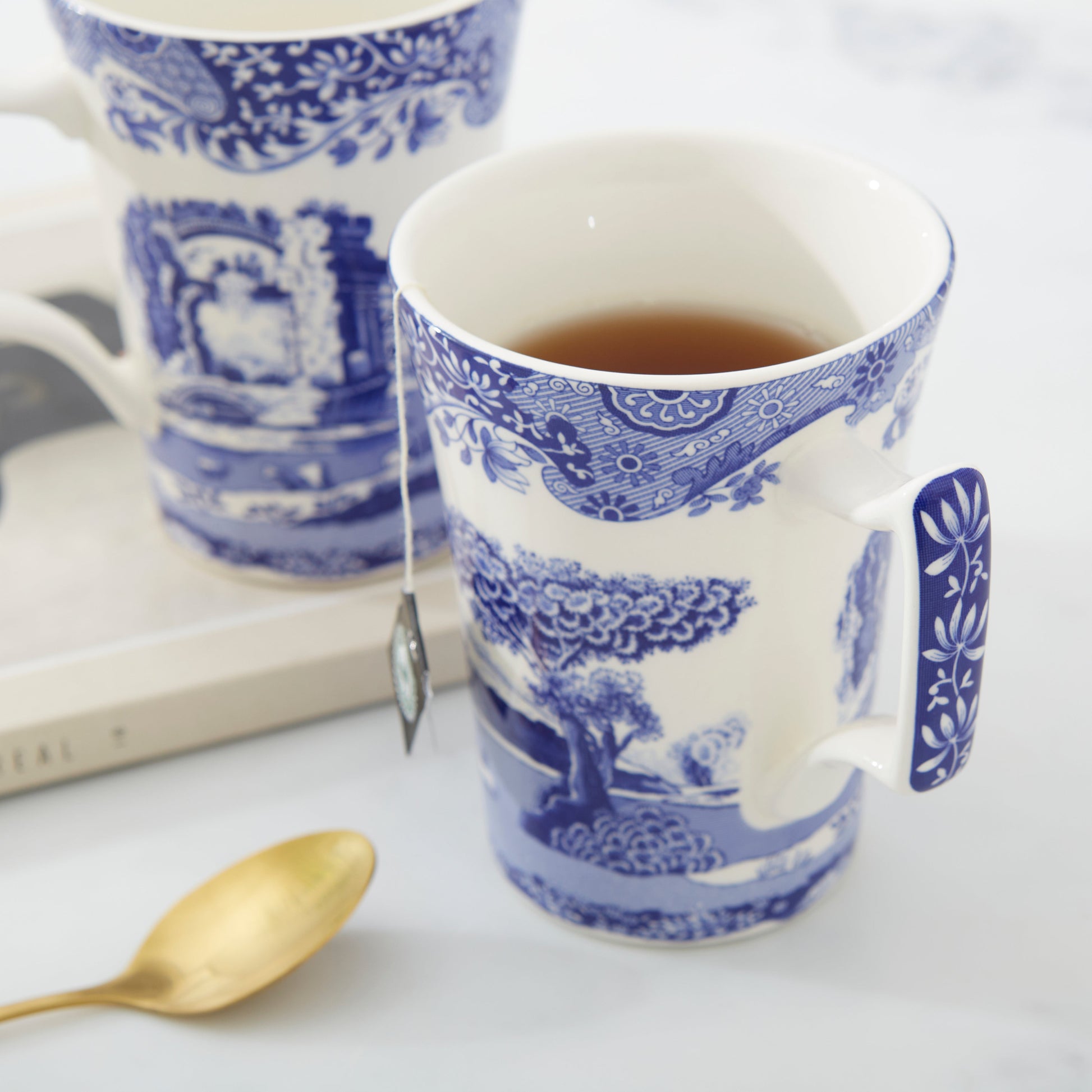 Blue Italian Set of 4 Cottage Mugs – Blue & White Porcelain Mugs dinnerware CasaFenix