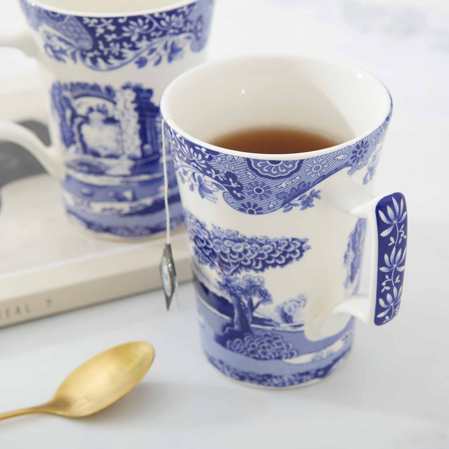 Blue Italian Set of 4 Cottage Mugs – Blue & White Porcelain Mugs dinnerware CasaFenix