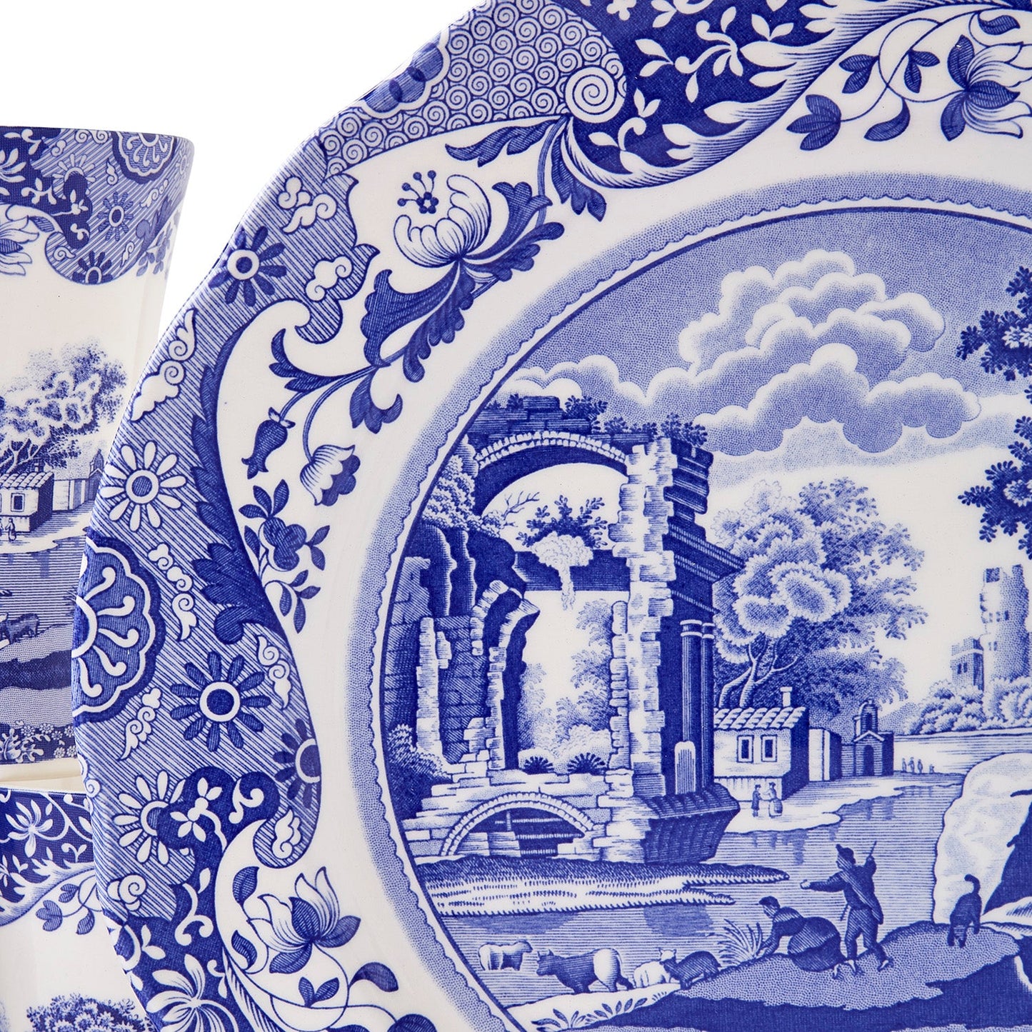 Blue Italian 12-Piece Porcelain Dinnerware Set – Classic Spode Design dinnerware CasaFenix
