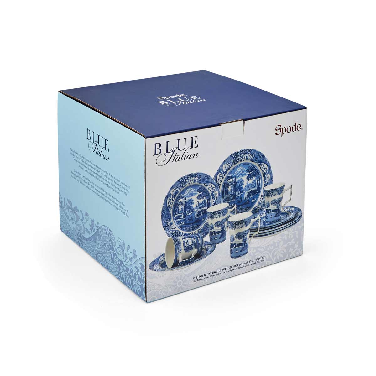 Blue Italian 12-Piece Porcelain Dinnerware Set – Classic Spode Design dinnerware CasaFenix