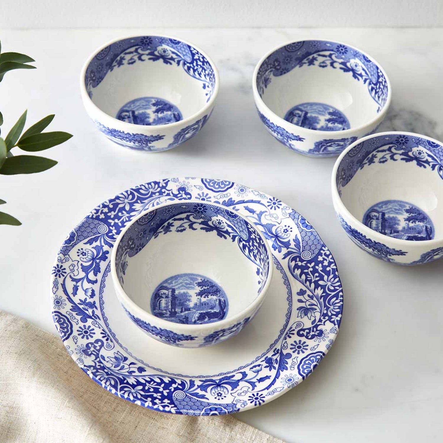 Spode Blue Italian - Set Da 4 Tazze Jumbo Con Piattino: L'eleganza Della Porcellana Per Il Tuo Caffè O Tè, Colazione O Brunch