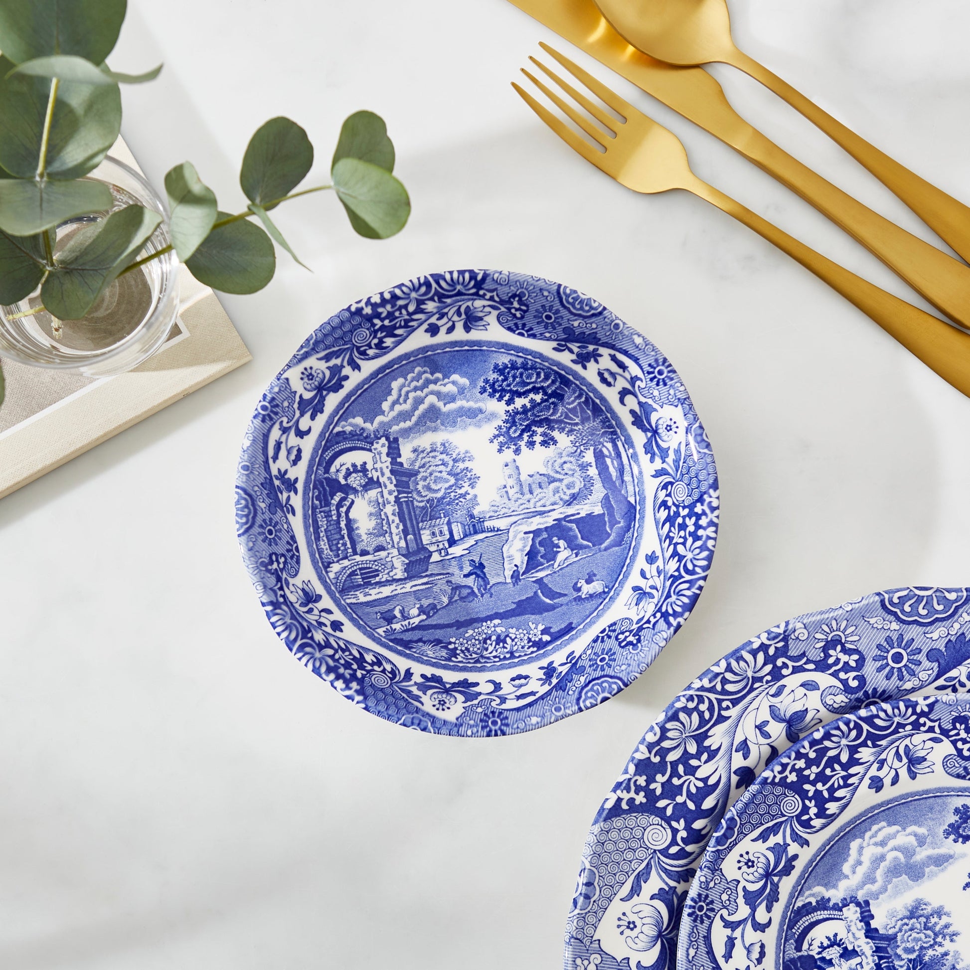 Blue Italian Set of 4 Small Cereal Bowls – Porcelain Blue Italian dinnerware CasaFenix