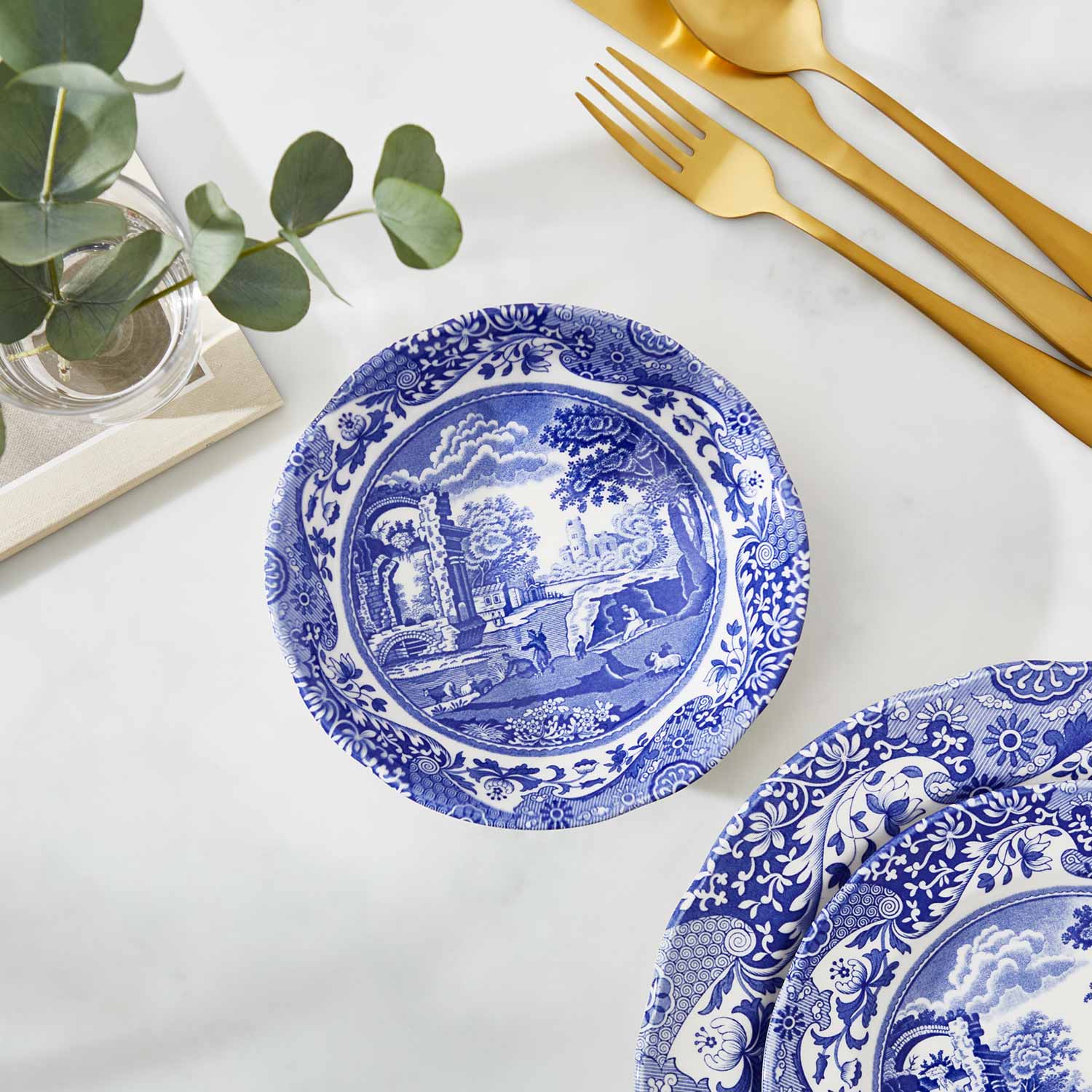 Blue Italian Set of 4 Small Cereal Bowls – Porcelain Blue Italian dinnerware CasaFenix