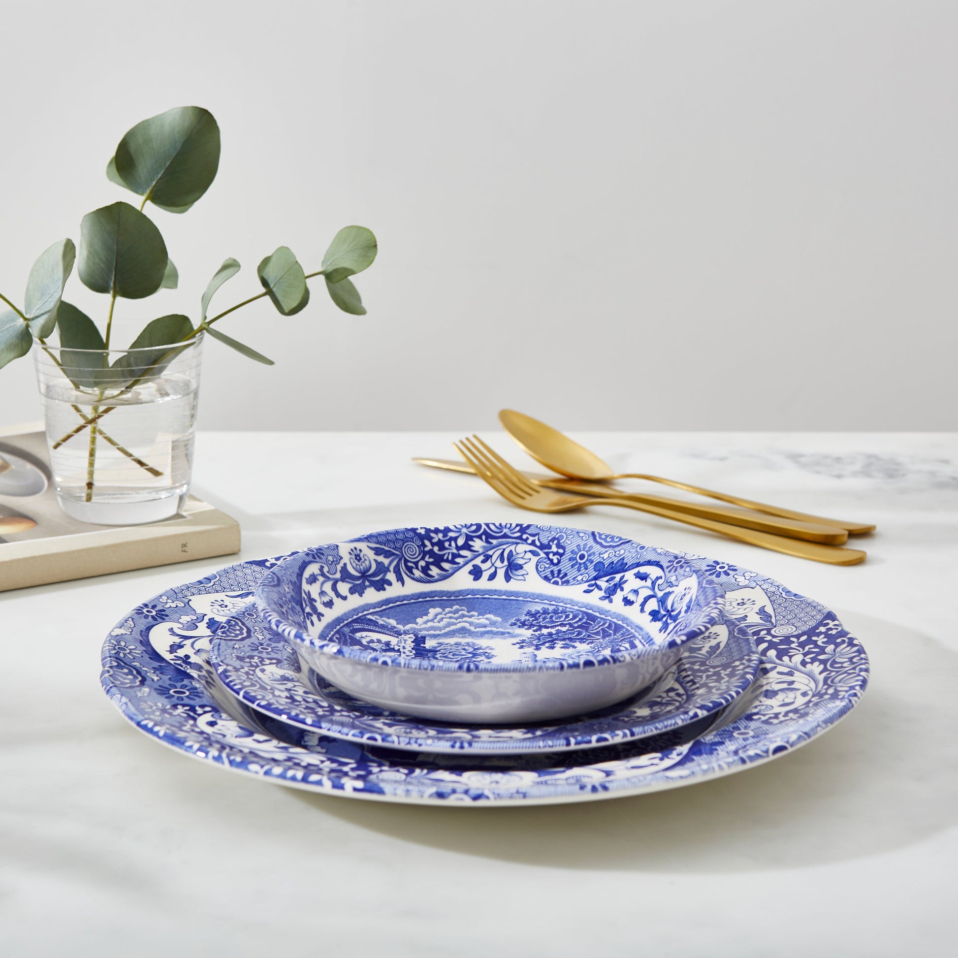 Blue Italian Set of 4 Small Cereal Bowls – Porcelain Blue Italian dinnerware CasaFenix