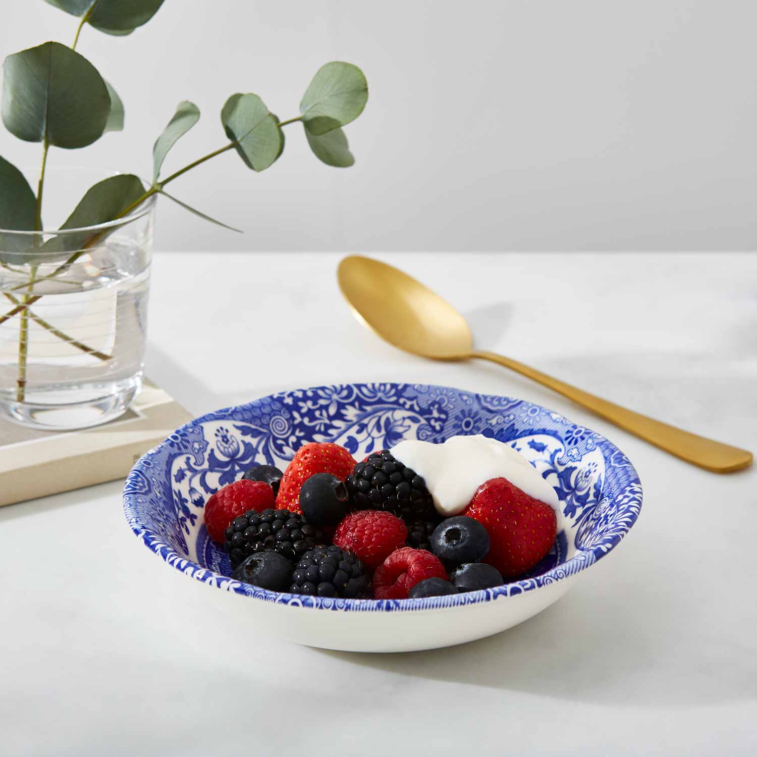 Blue Italian Set of 4 Small Cereal Bowls – Porcelain Blue Italian dinnerware CasaFenix