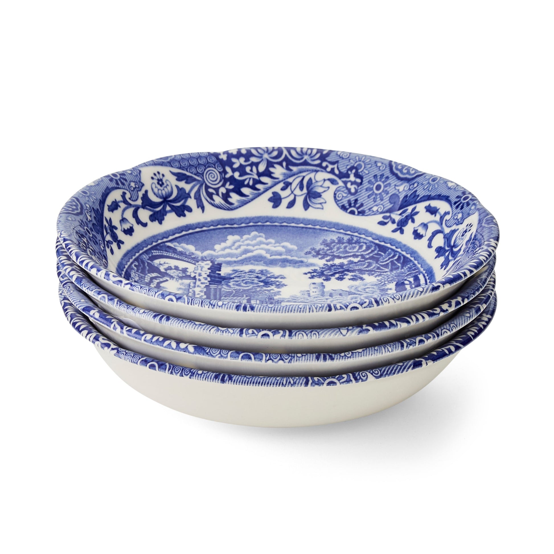 Blue Italian Set of 4 Small Cereal Bowls – Porcelain Blue Italian dinnerware CasaFenix