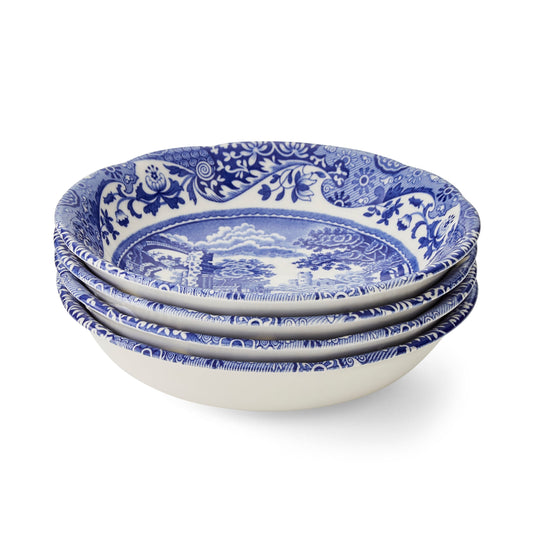 Blue Italian Set of 4 Small Cereal Bowls – Porcelain Blue Italian dinnerware CasaFenix