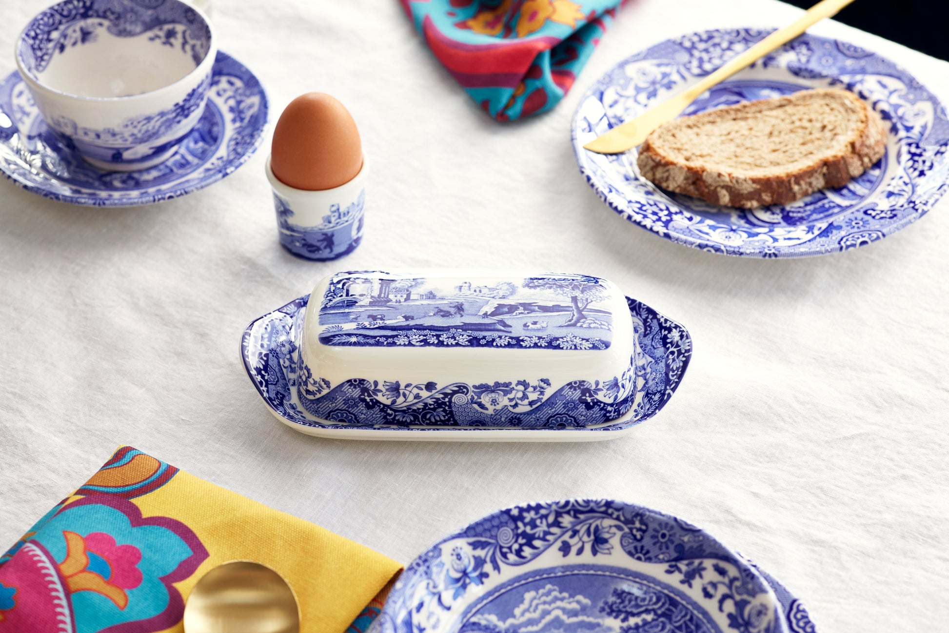 Blue Italian Butter Dish 20x10cm – Porcelain with Imari Oriental Border dinnerware CasaFenix