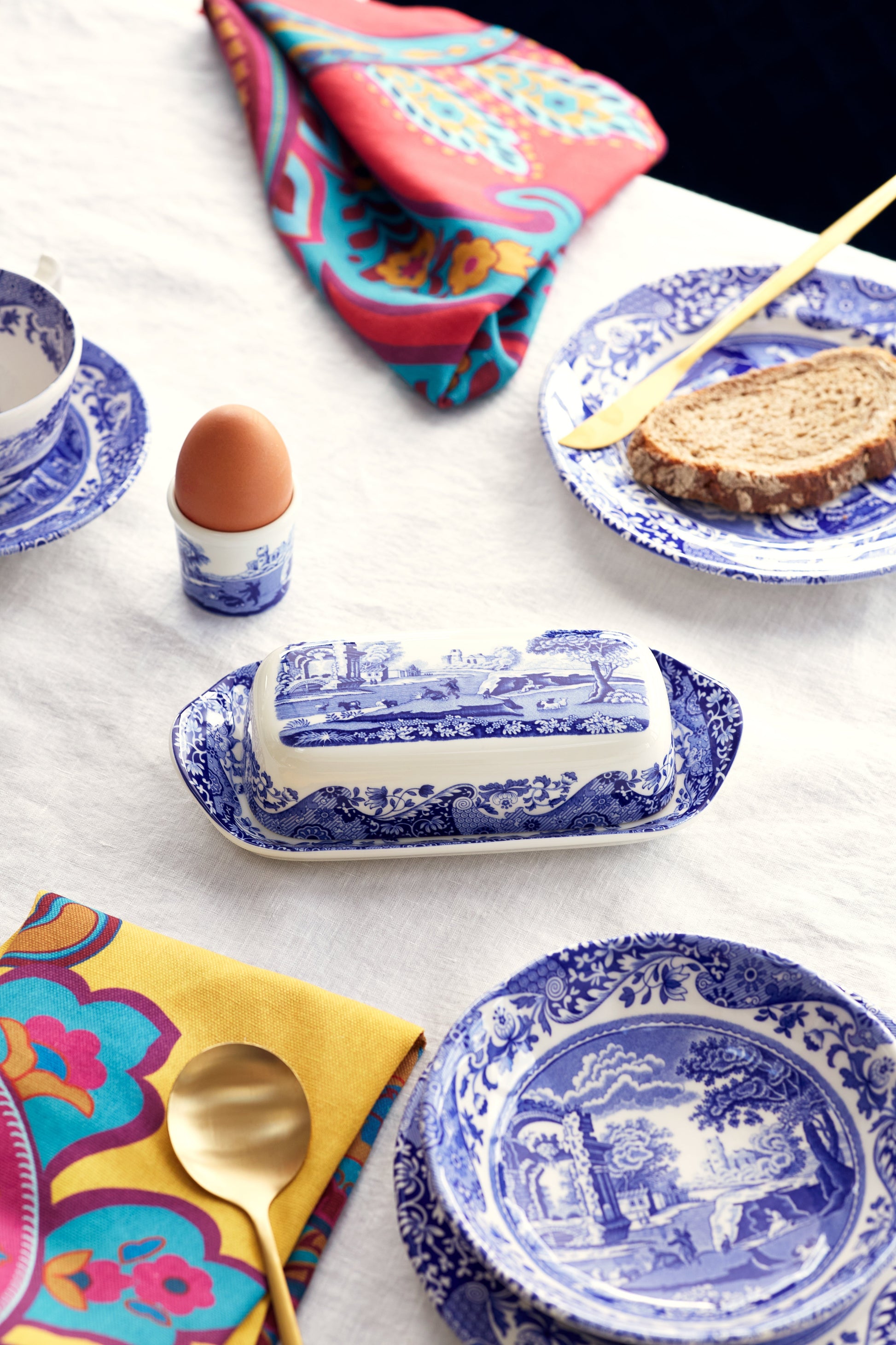 Blue Italian Butter Dish 20x10cm – Porcelain with Imari Oriental Border dinnerware CasaFenix