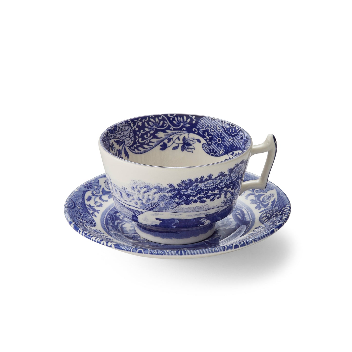 Blue Italian Cups & Saucers Set – Classic Blue & White Porcelain dinnerware CasaFenix