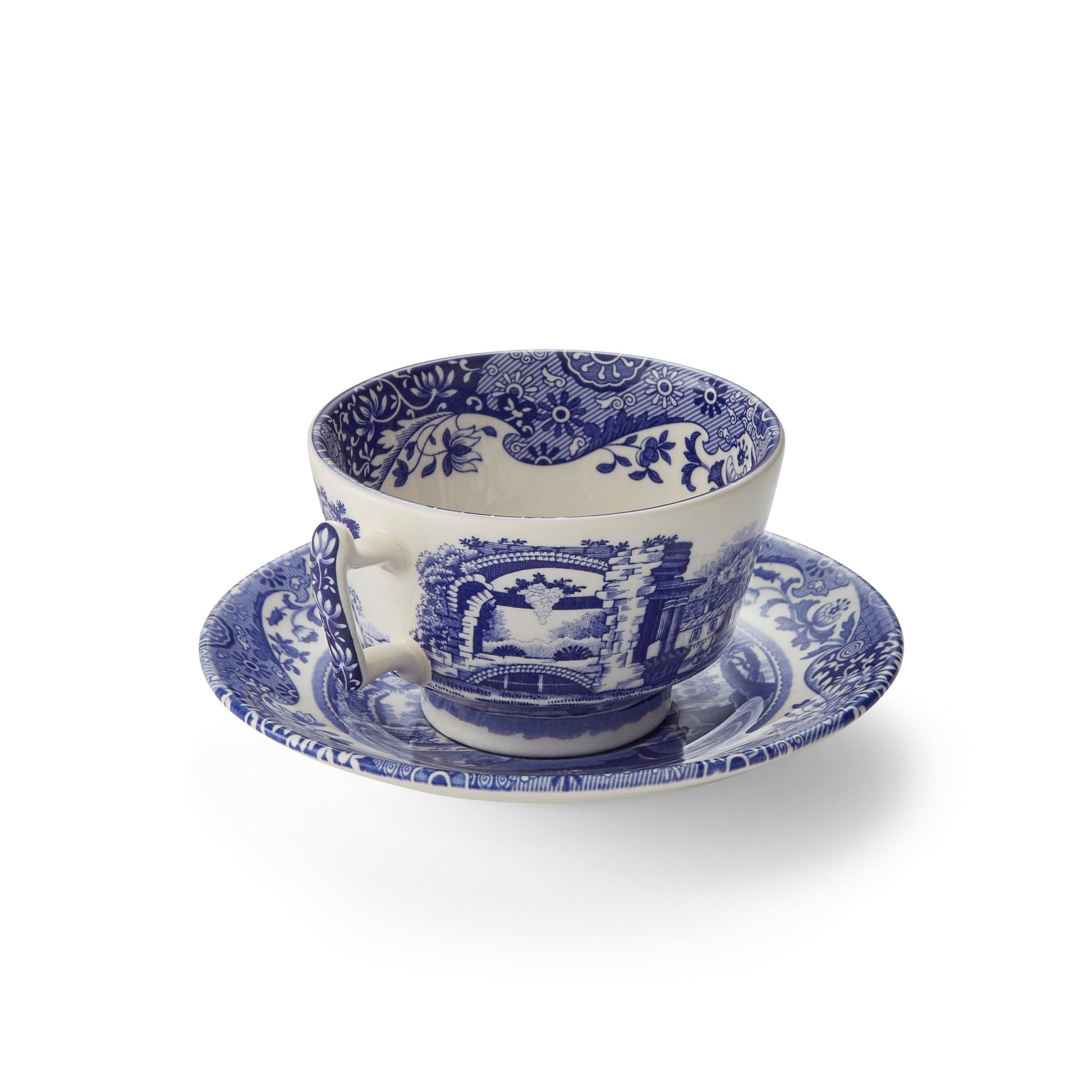 Blue Italian Cups & Saucers Set – Classic Blue & White Porcelain dinnerware CasaFenix