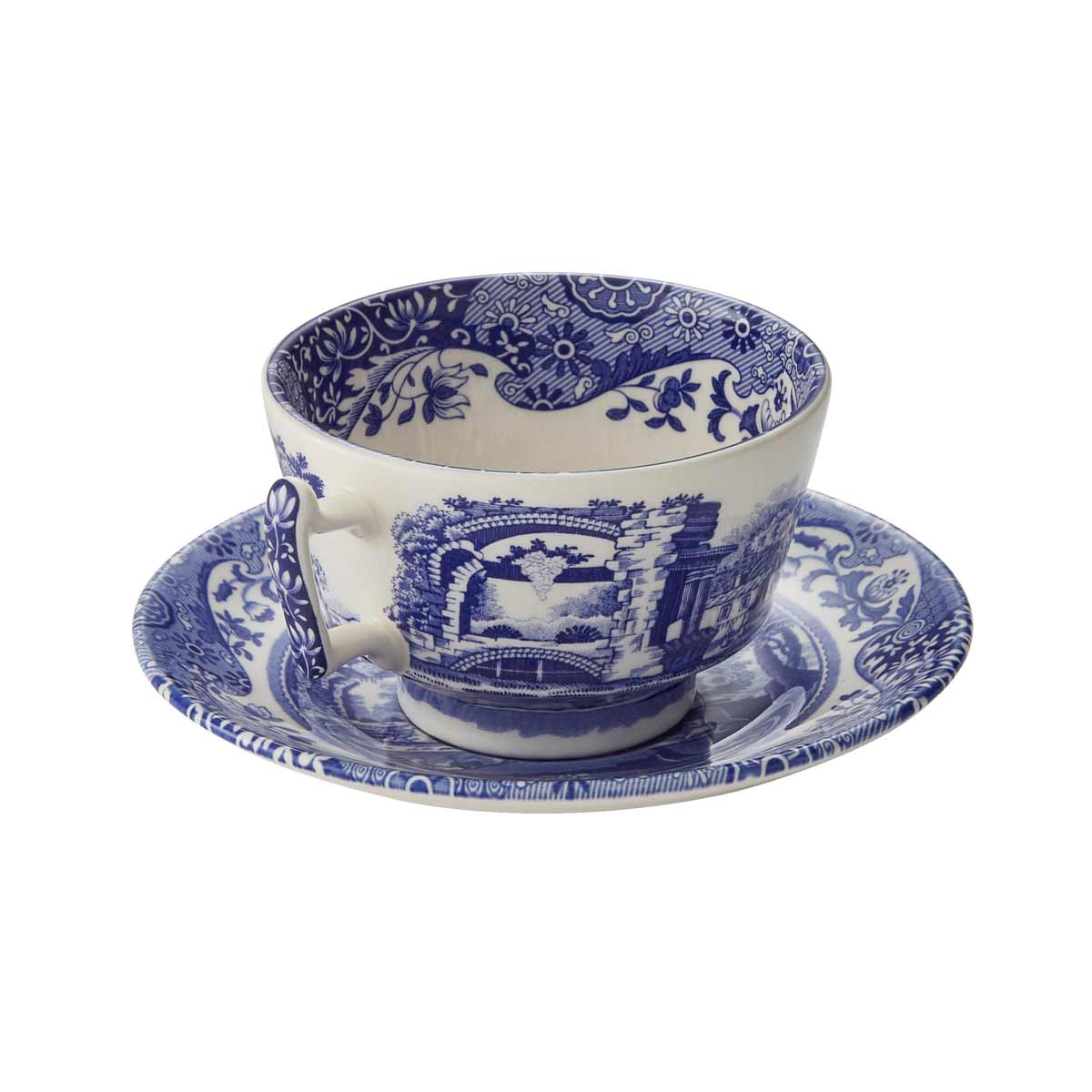 Blue Italian Cups & Saucers Set – Classic Blue & White Porcelain dinnerware CasaFenix