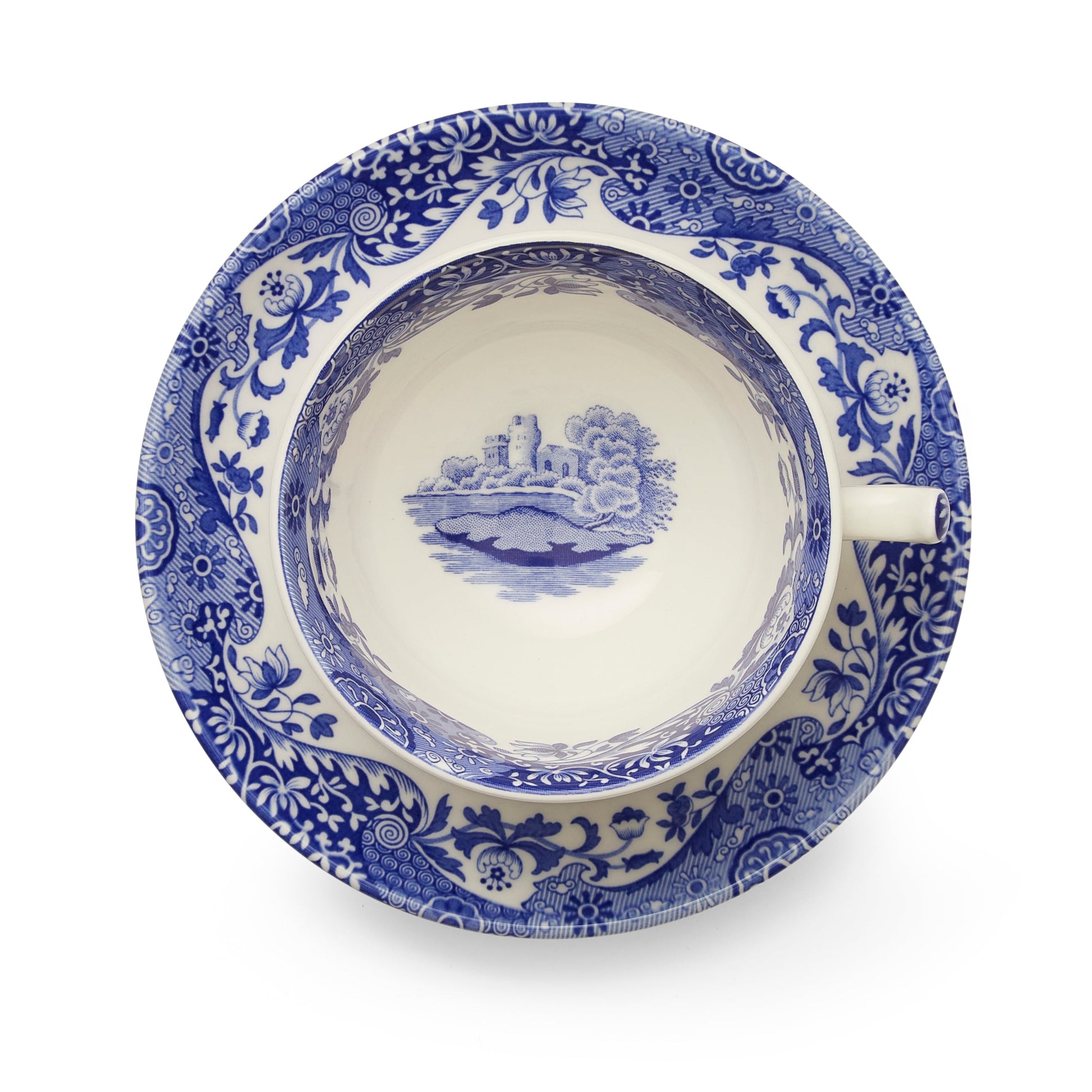 Blue Italian Cups & Saucers Set – Classic Blue & White Porcelain dinnerware CasaFenix