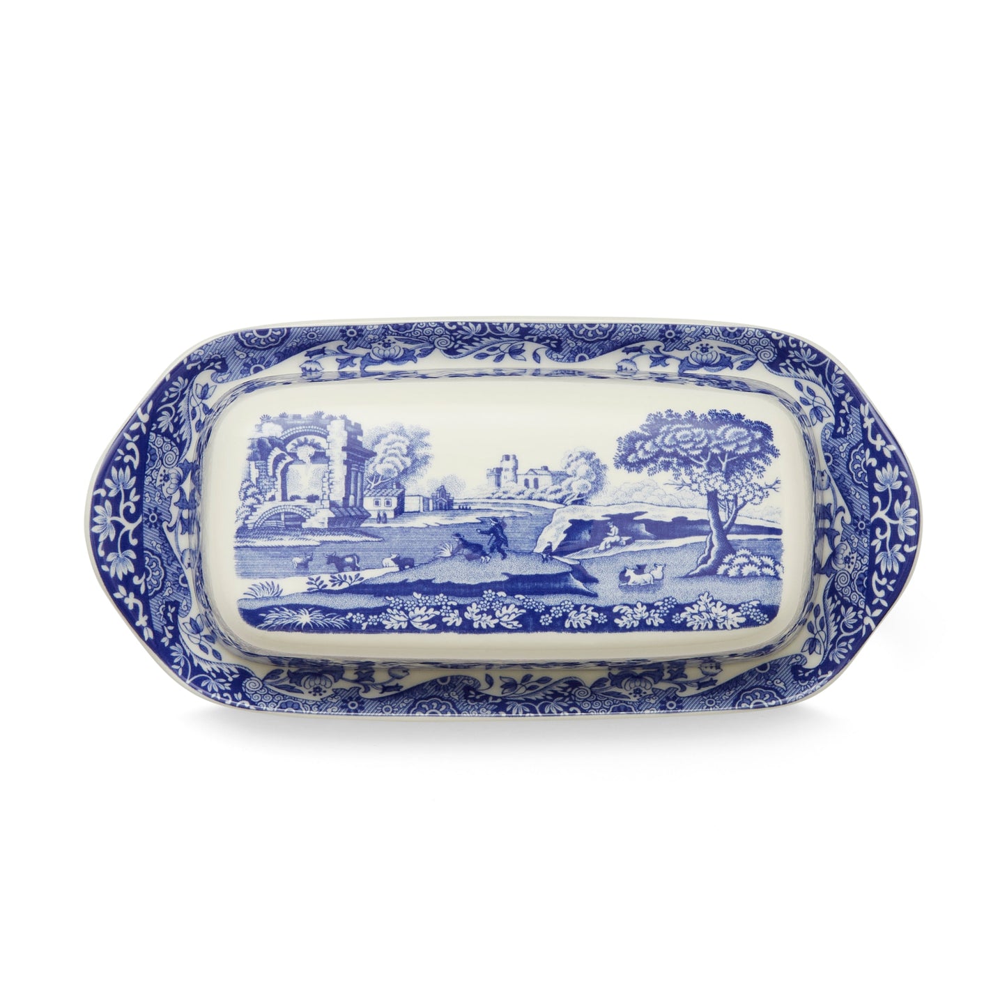 Blue Italian Butter Dish 20x10cm – Porcelain with Imari Oriental Border dinnerware CasaFenix