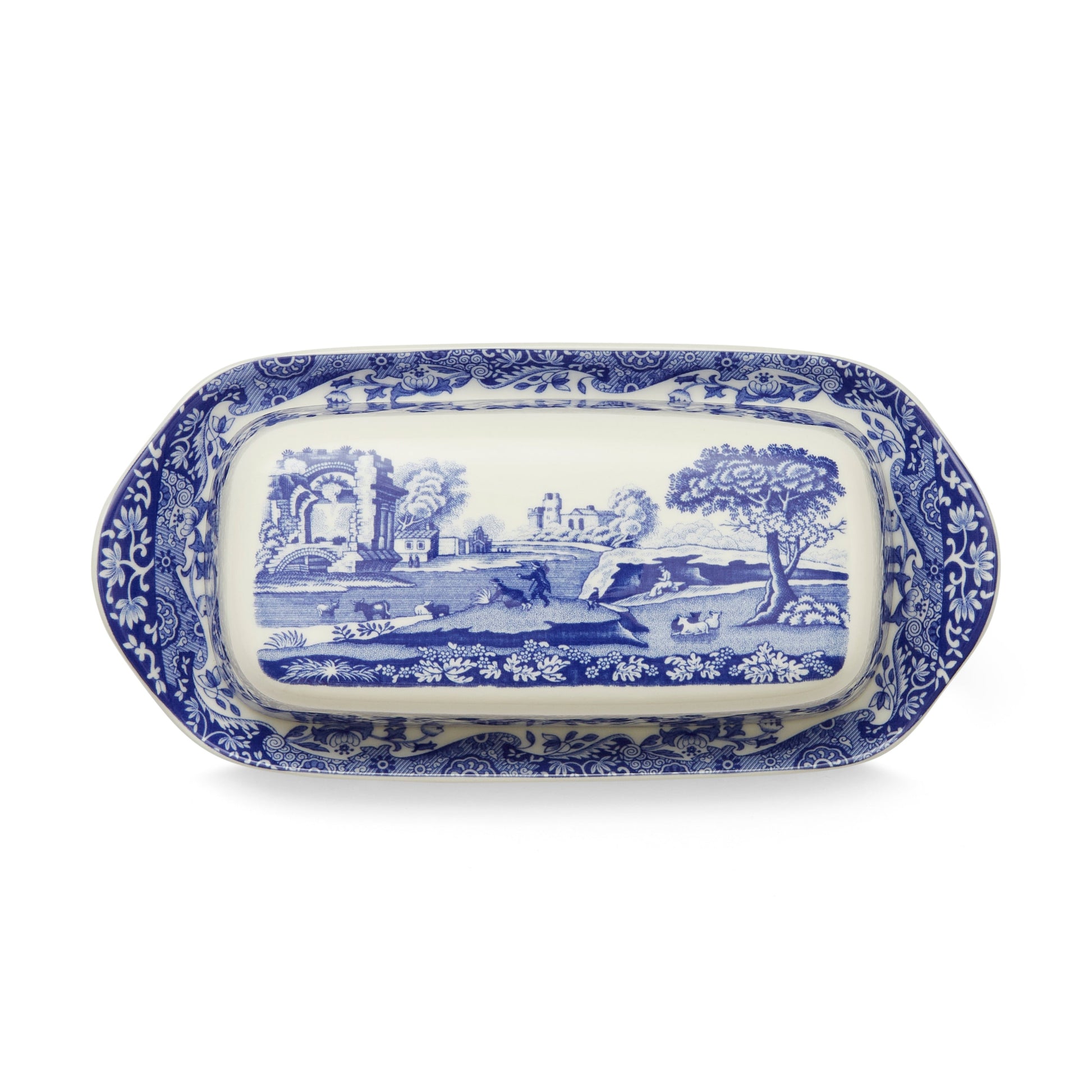 Blue Italian Butter Dish 20x10cm – Porcelain with Imari Oriental Border dinnerware CasaFenix