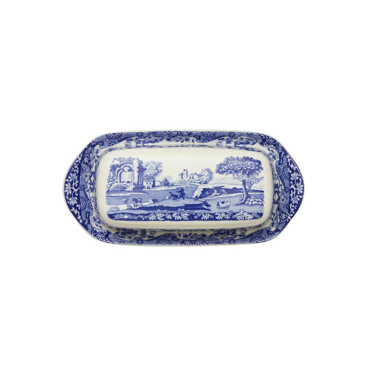 Blue Italian Butter Dish 20x10cm – Porcelain with Imari Oriental Border dinnerware CasaFenix