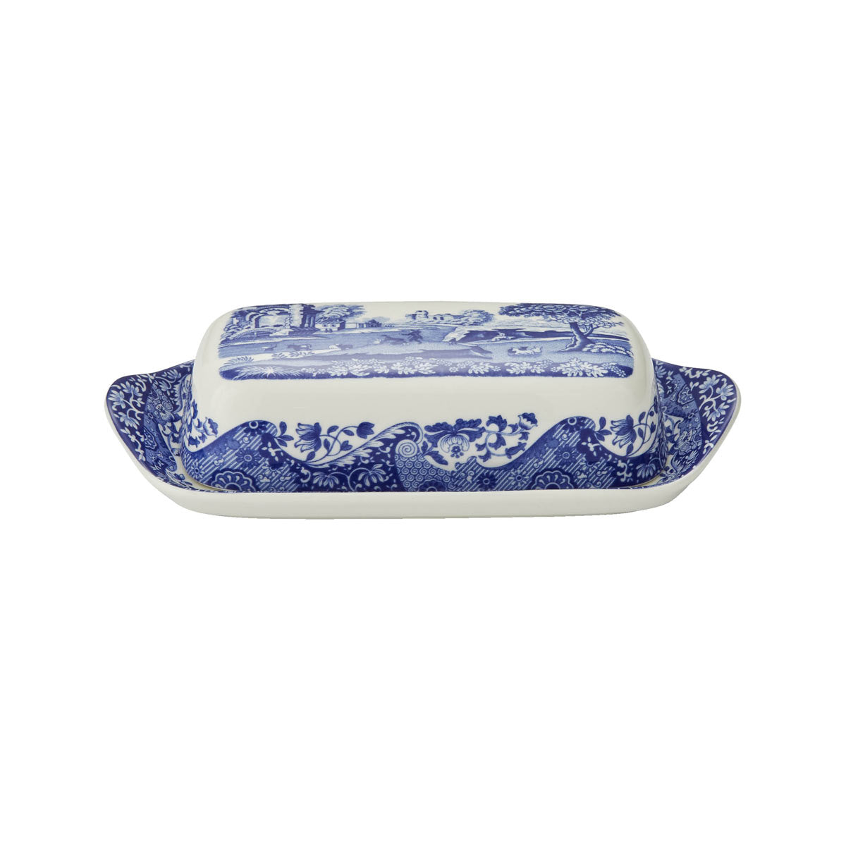 Blue Italian Butter Dish 20x10cm – Porcelain with Imari Oriental Border dinnerware CasaFenix