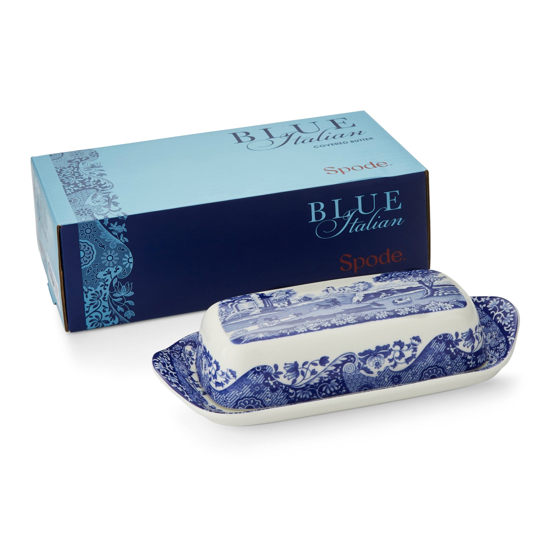 Blue Italian Butter Dish 20x10cm – Porcelain with Imari Oriental Border dinnerware CasaFenix