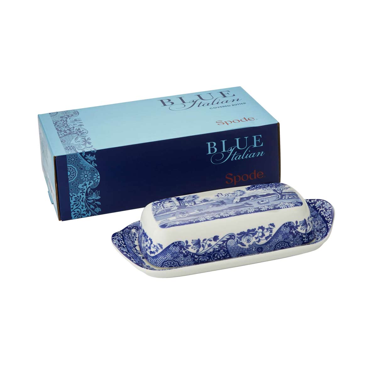 Blue Italian Butter Dish 20x10cm – Porcelain with Imari Oriental Border dinnerware CasaFenix