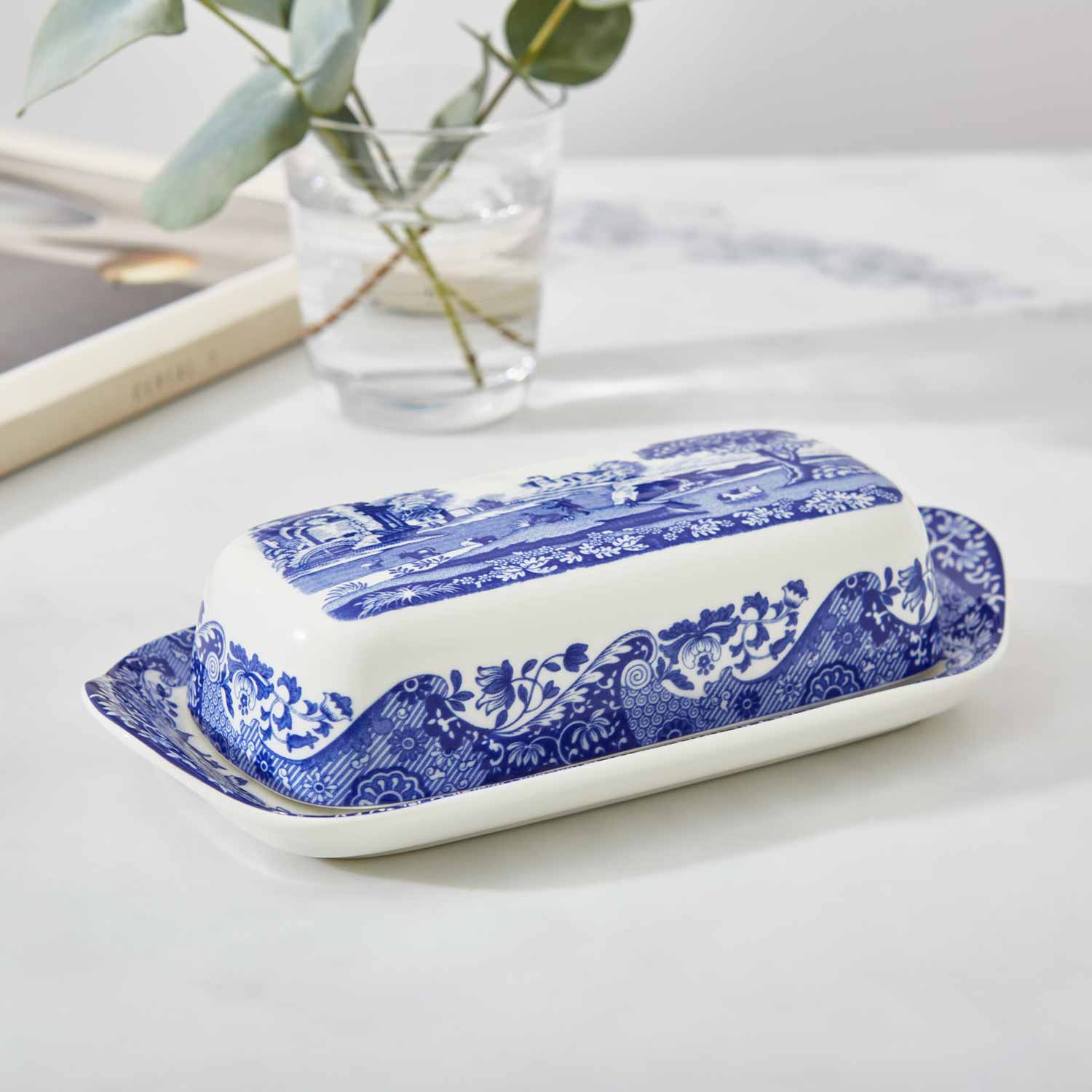 Blue Italian Butter Dish 20x10cm – Porcelain with Imari Oriental Border dinnerware CasaFenix