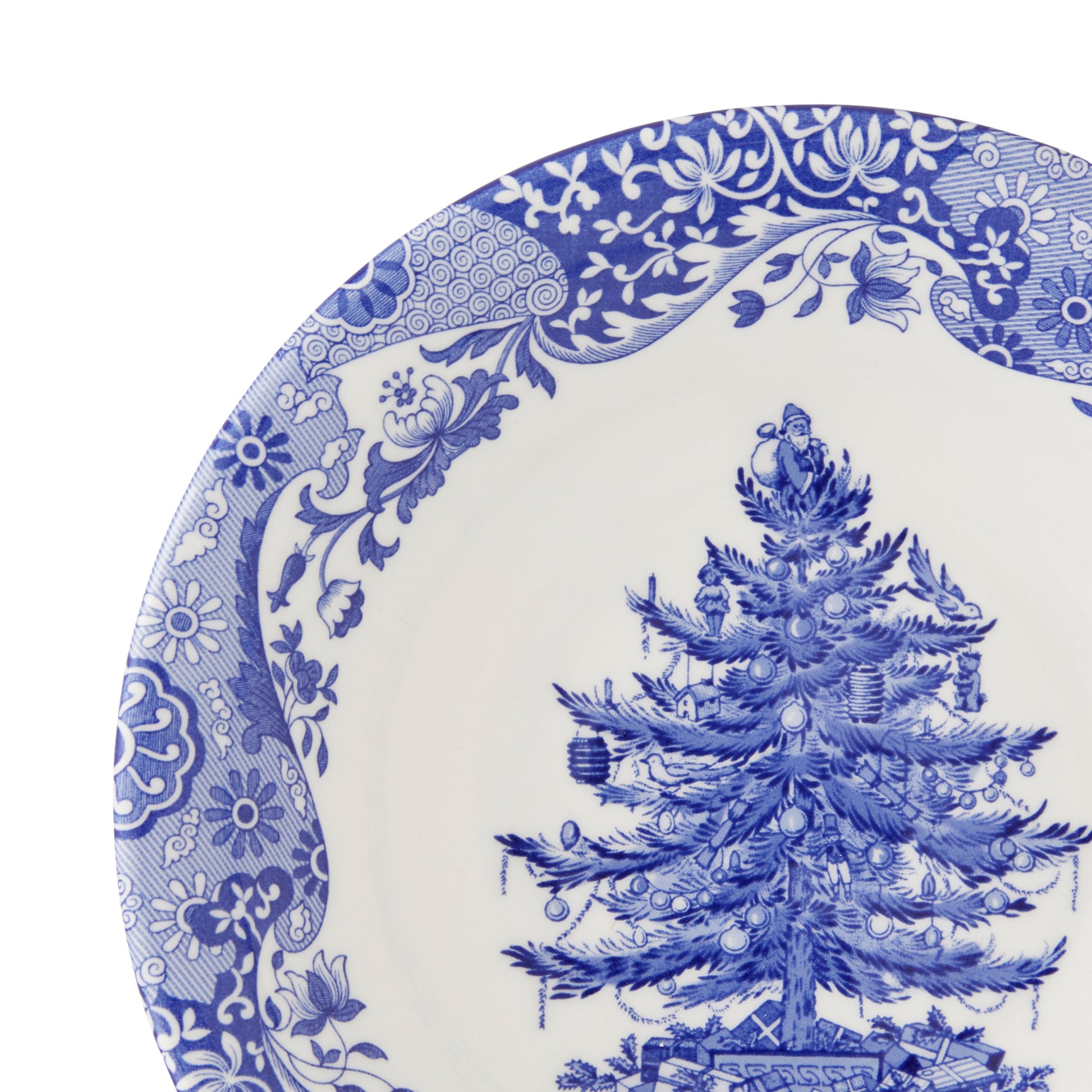 Blue Italian Christmas Set of 4 Bowls – Festive Blue Italian Pattern dinnerware CasaFenix