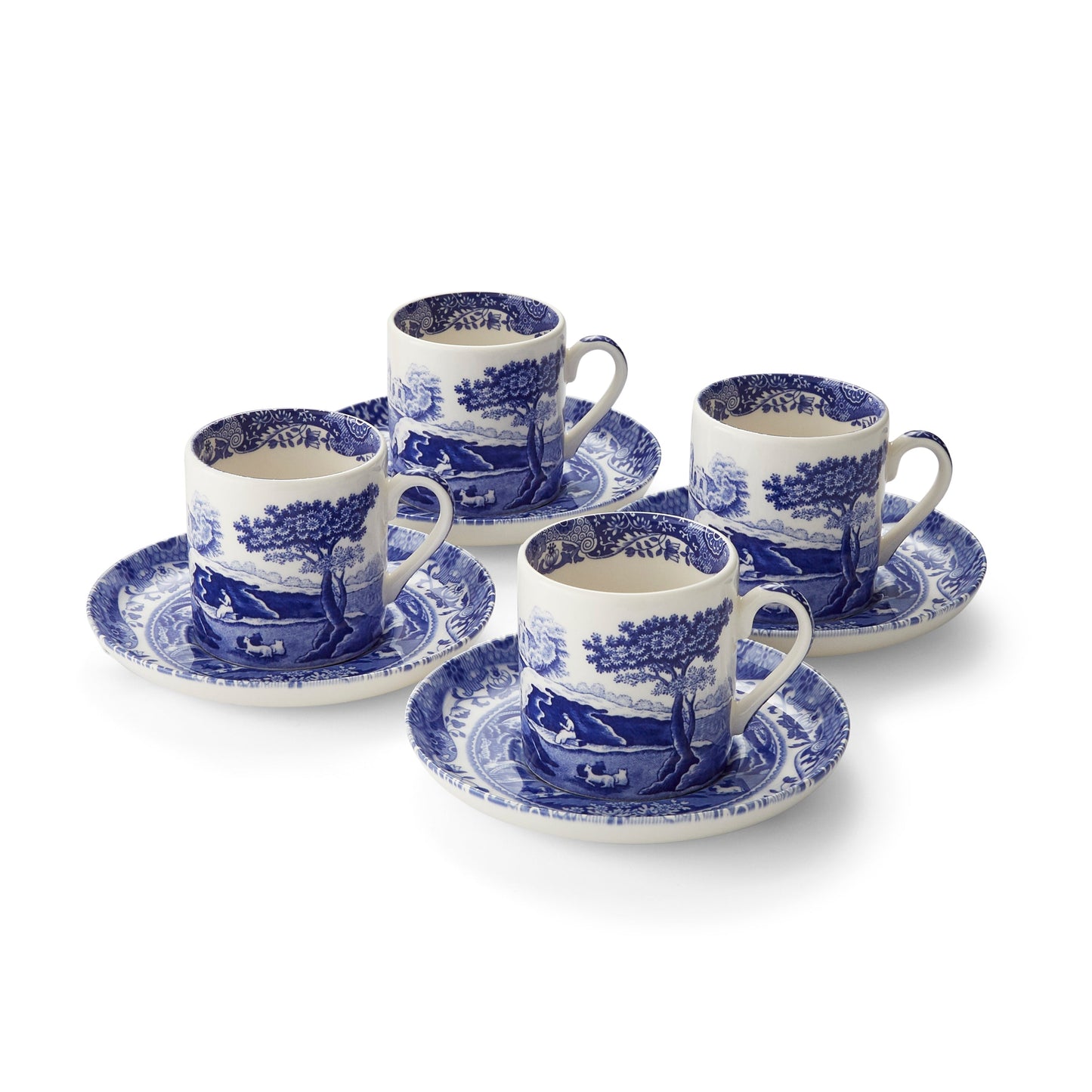 Blue Italian Set of 4 Coffee Cups & Saucers – Blue Italian Porcelain dinnerware CasaFenix