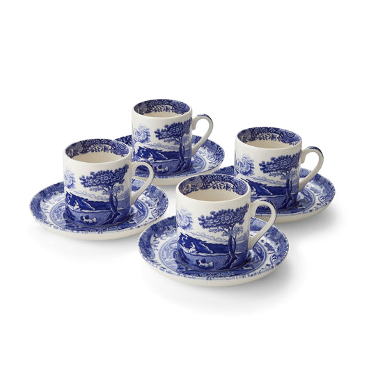 Blue Italian Set of 4 Coffee Cups & Saucers – Blue Italian Porcelain dinnerware CasaFenix