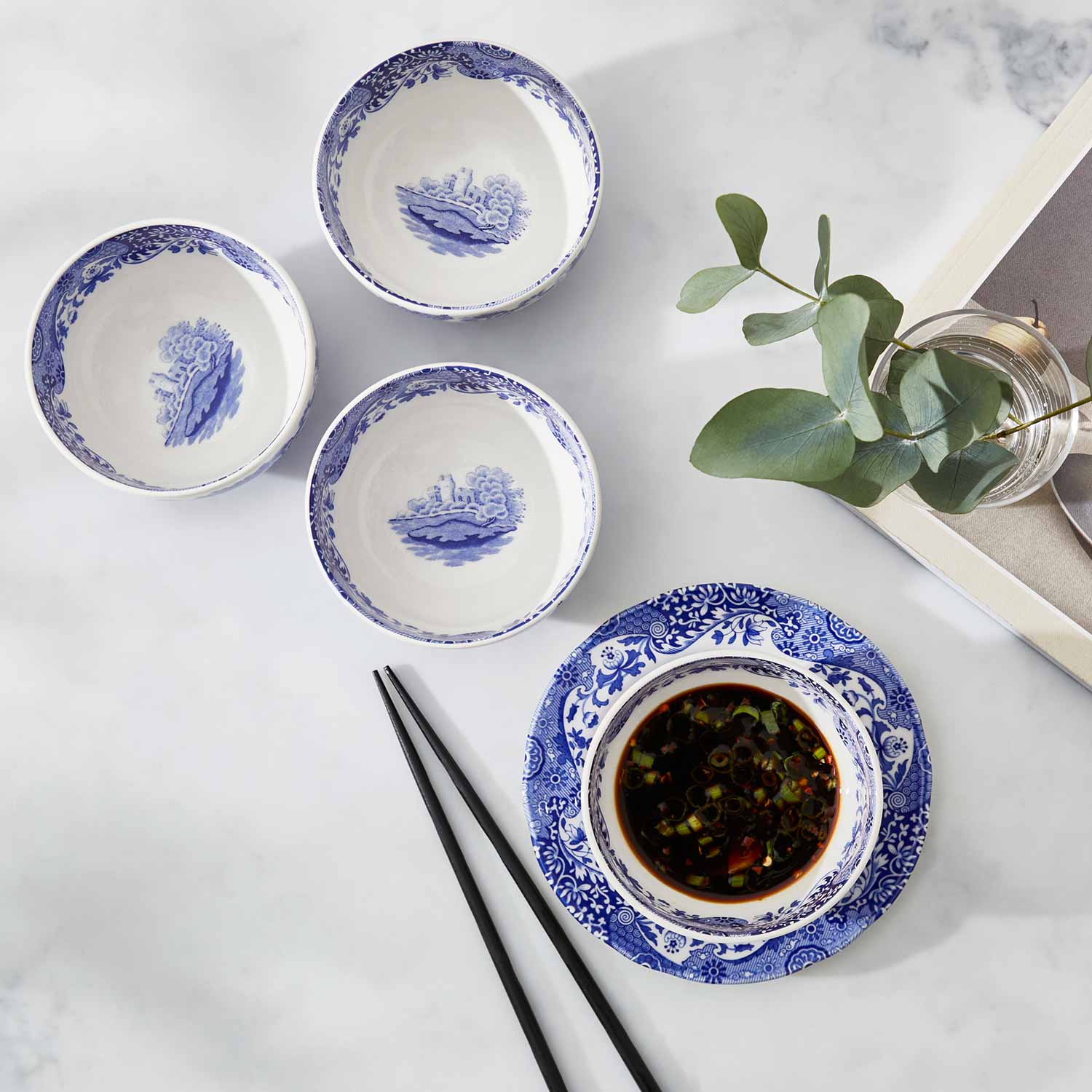 Blue Italian Set of 4 Dip Bowls – Porcelain Appetizer Serving Set dinnerware CasaFenix