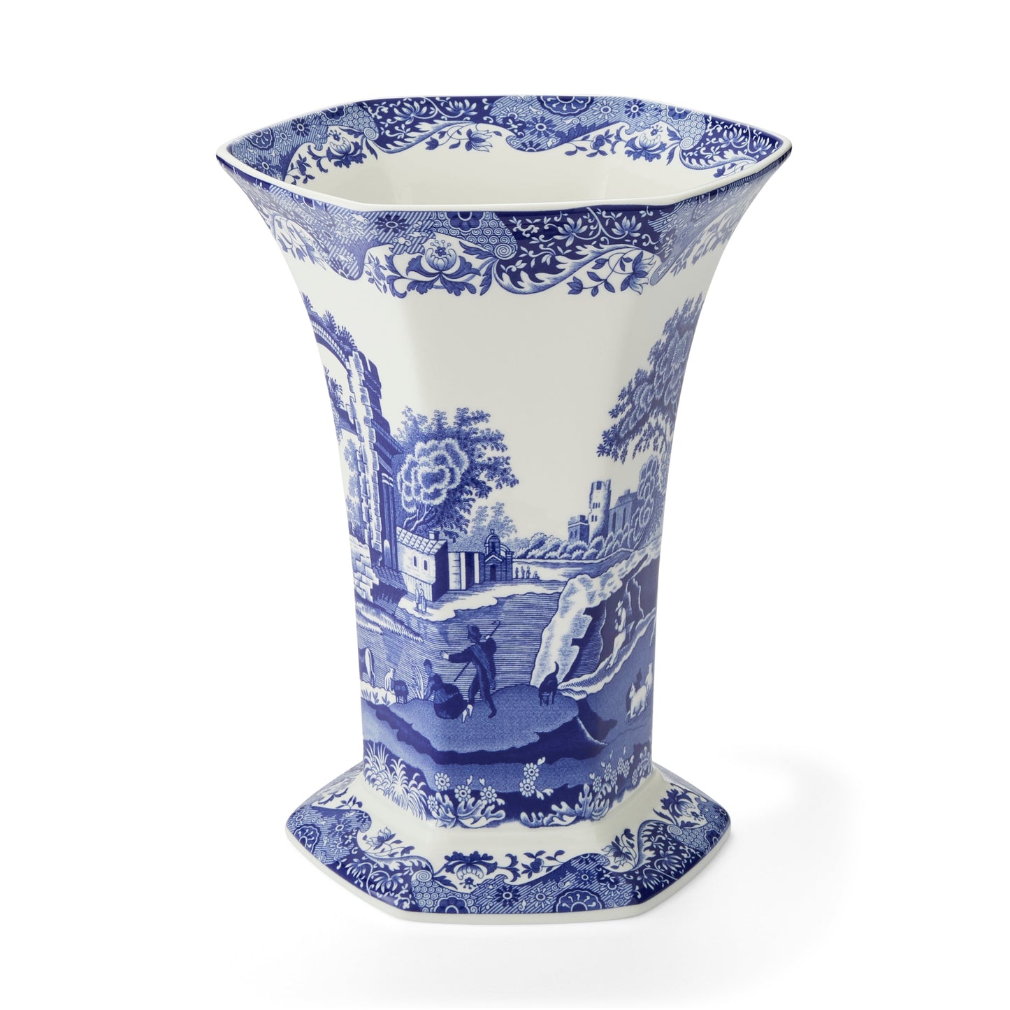 Blue Italian Hexagonal Vase – Porcelain Unique Shape Home Decor dinnerware CasaFenix