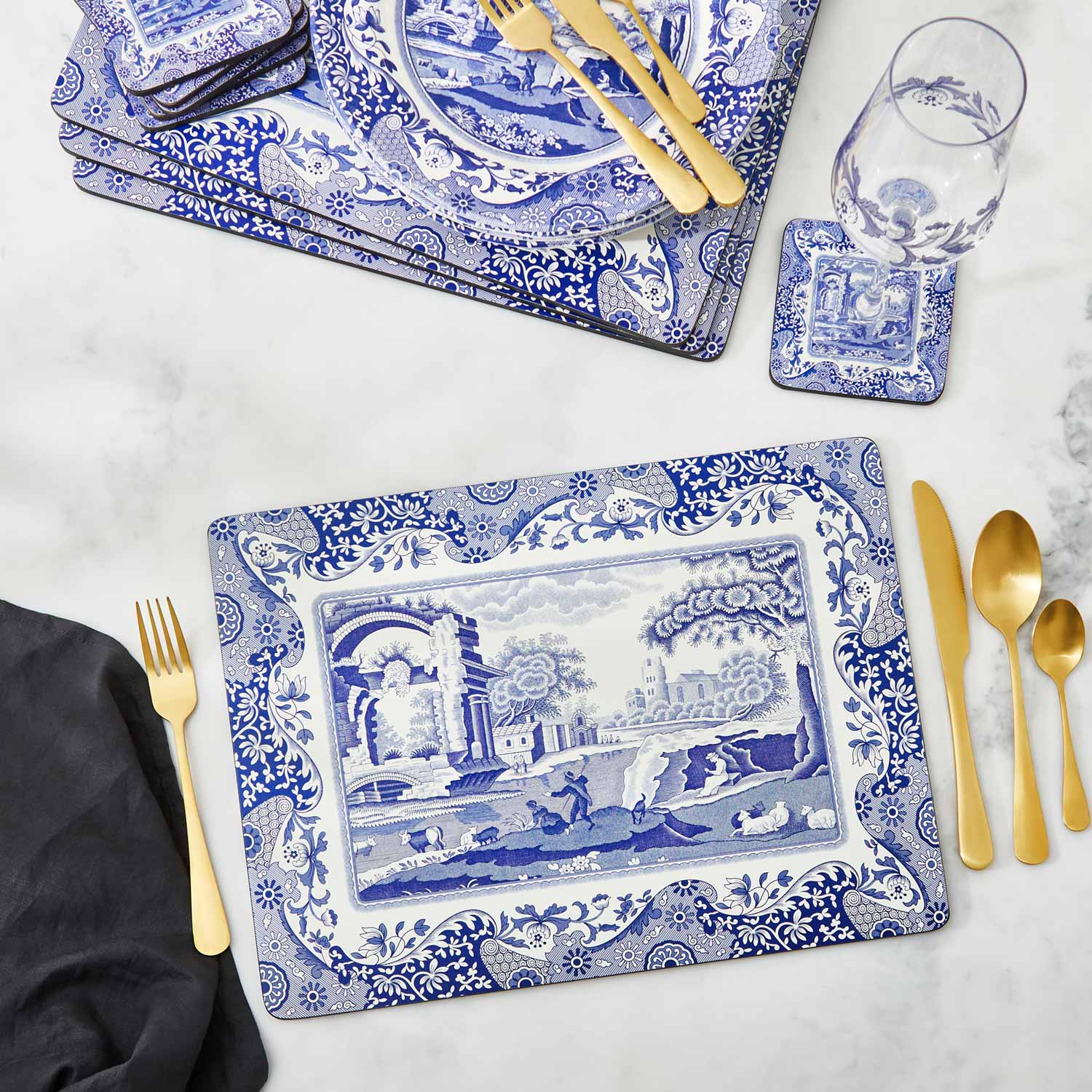Blue Italian Set of 4 Placemats – Classic Blue Italian Table Mats dinnerware CasaFenix