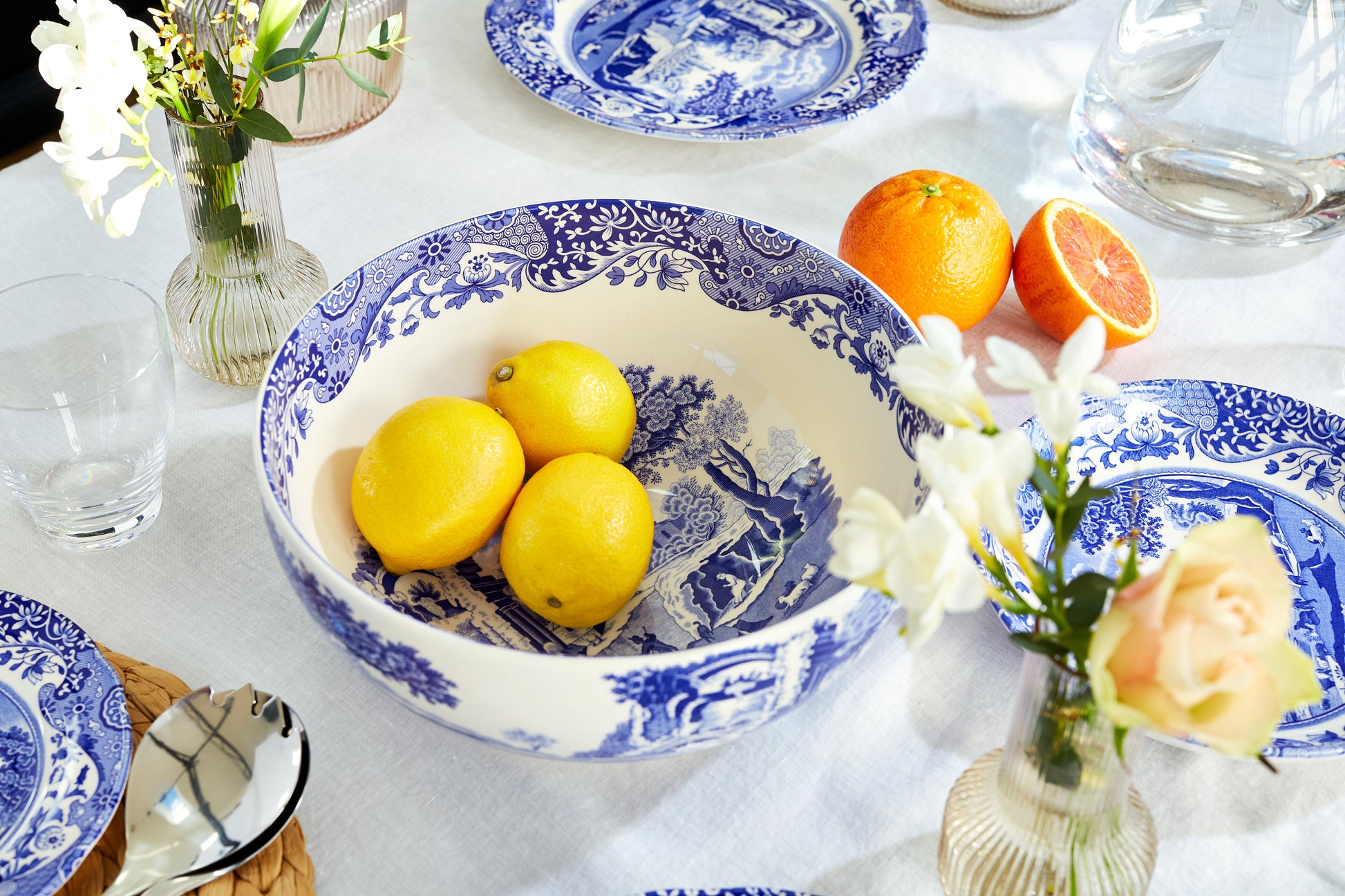 Blue Italian Round Bowl 26.5cm – Porcelain Salad & Display Bowl dinnerware CasaFenix