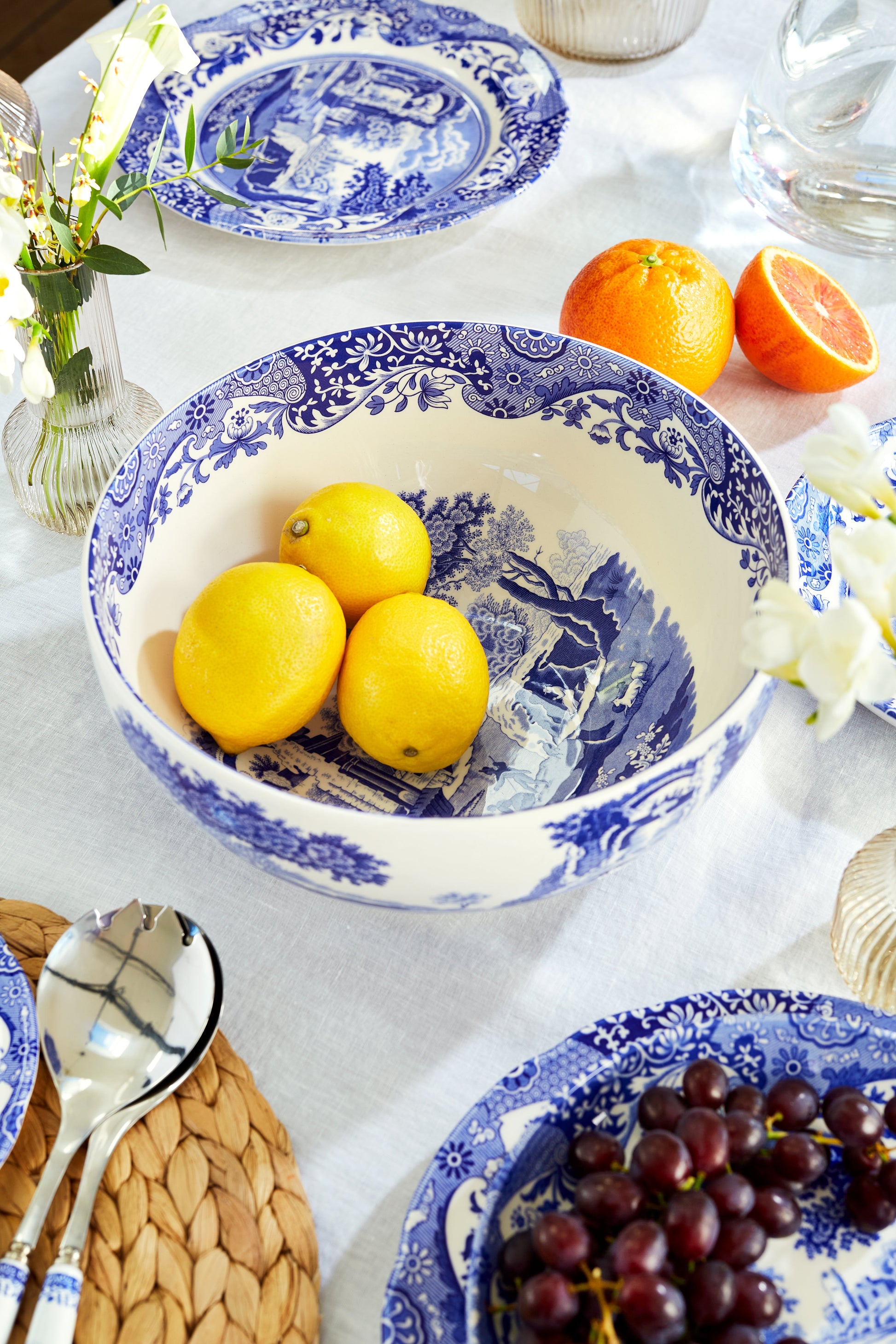 Blue Italian Round Bowl 26.5cm – Porcelain Salad & Display Bowl dinnerware CasaFenix